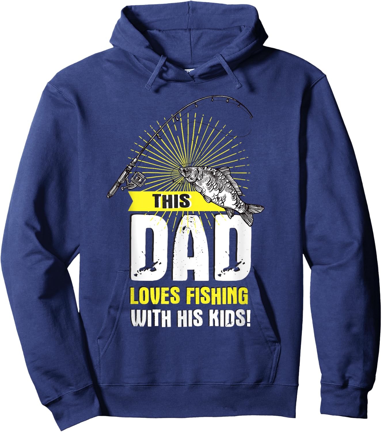 This Dad Loves Fishing With His Kids Funny Father Quote Hoodie - Hoodie | Navy