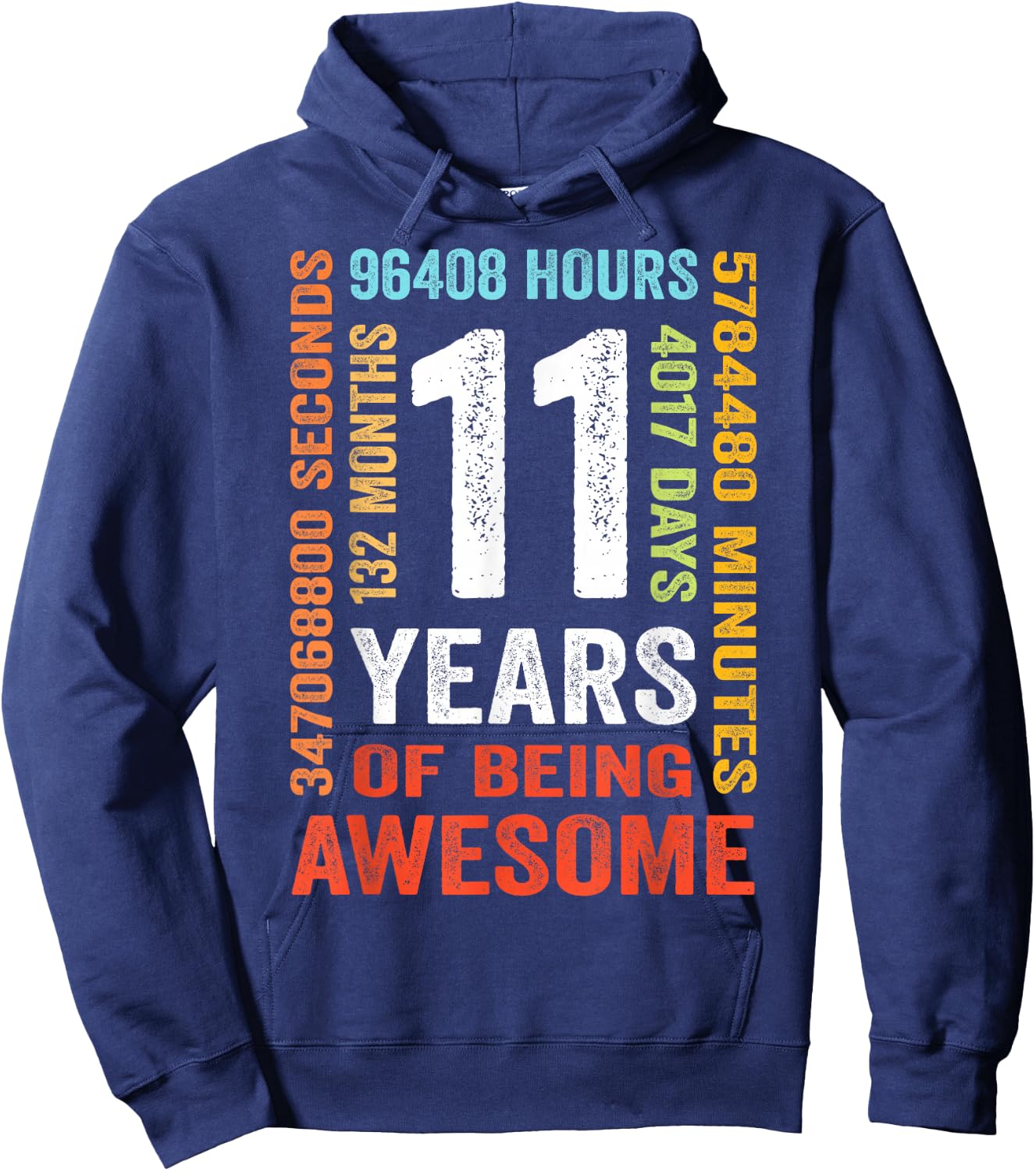 11 Years 132 Months of Being Awesome 11th Birthday Gift Hoodie - Hoodie | Navy