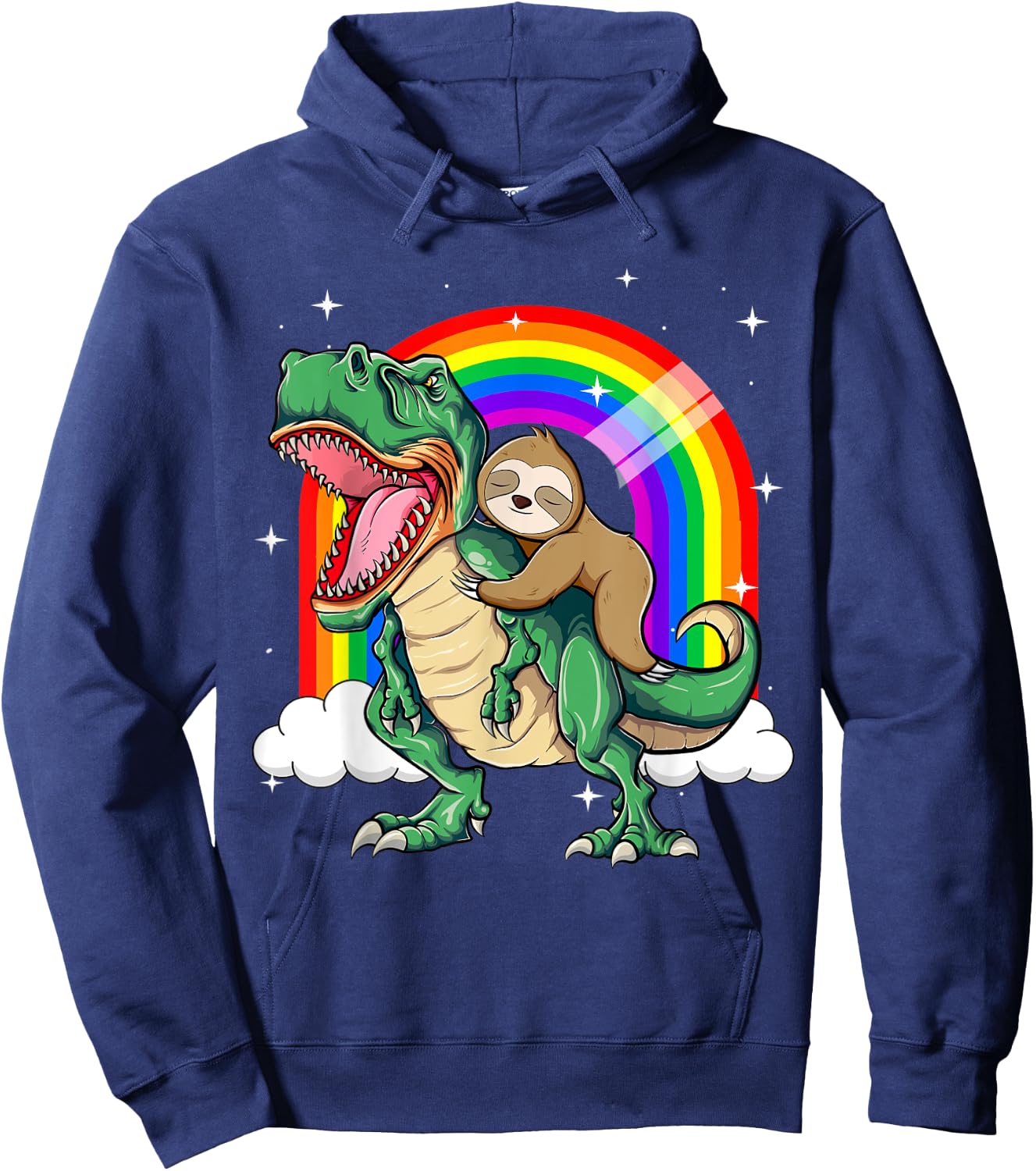 Funny Sloth Riding a T-Rex Dinosaur Hoodie - Hoodie | Navy