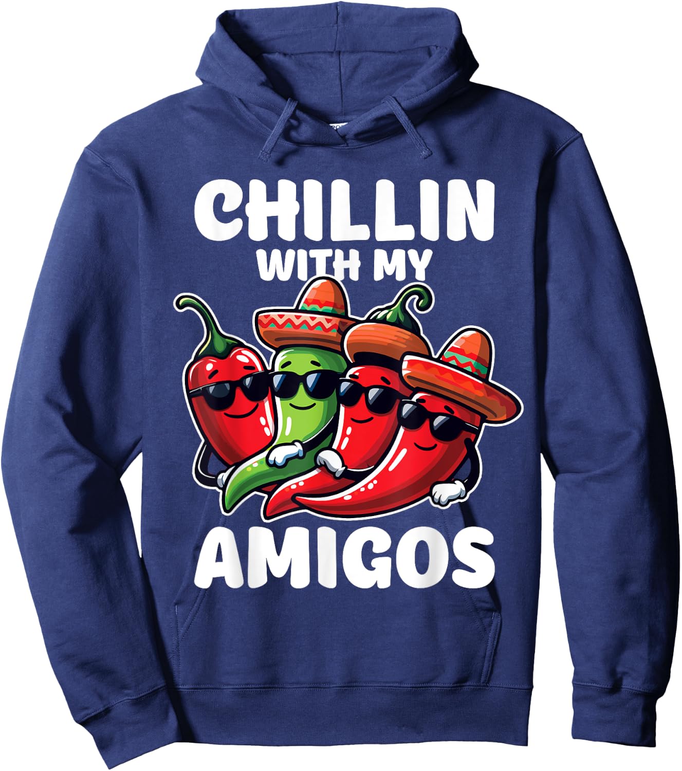 Green And Red Chilli Hot Pepper Cinco de Mayo Funny Chilli Hoodie - Hoodie | Navy
