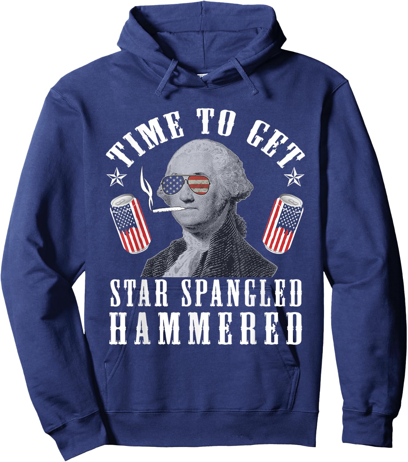 Time To Get Star Spangled Hammered 4th Of July George.W Hoodie - Hoodie | Navy