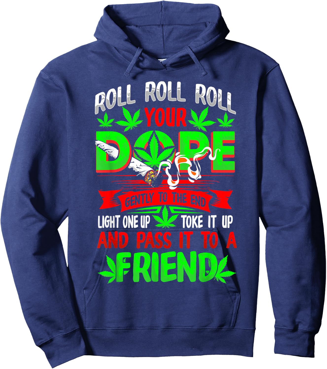Funny Weed Pot Lover Roll Joint Friend Smoking Marijuana Short Sleeve Hoodie - Hoodie | Navy