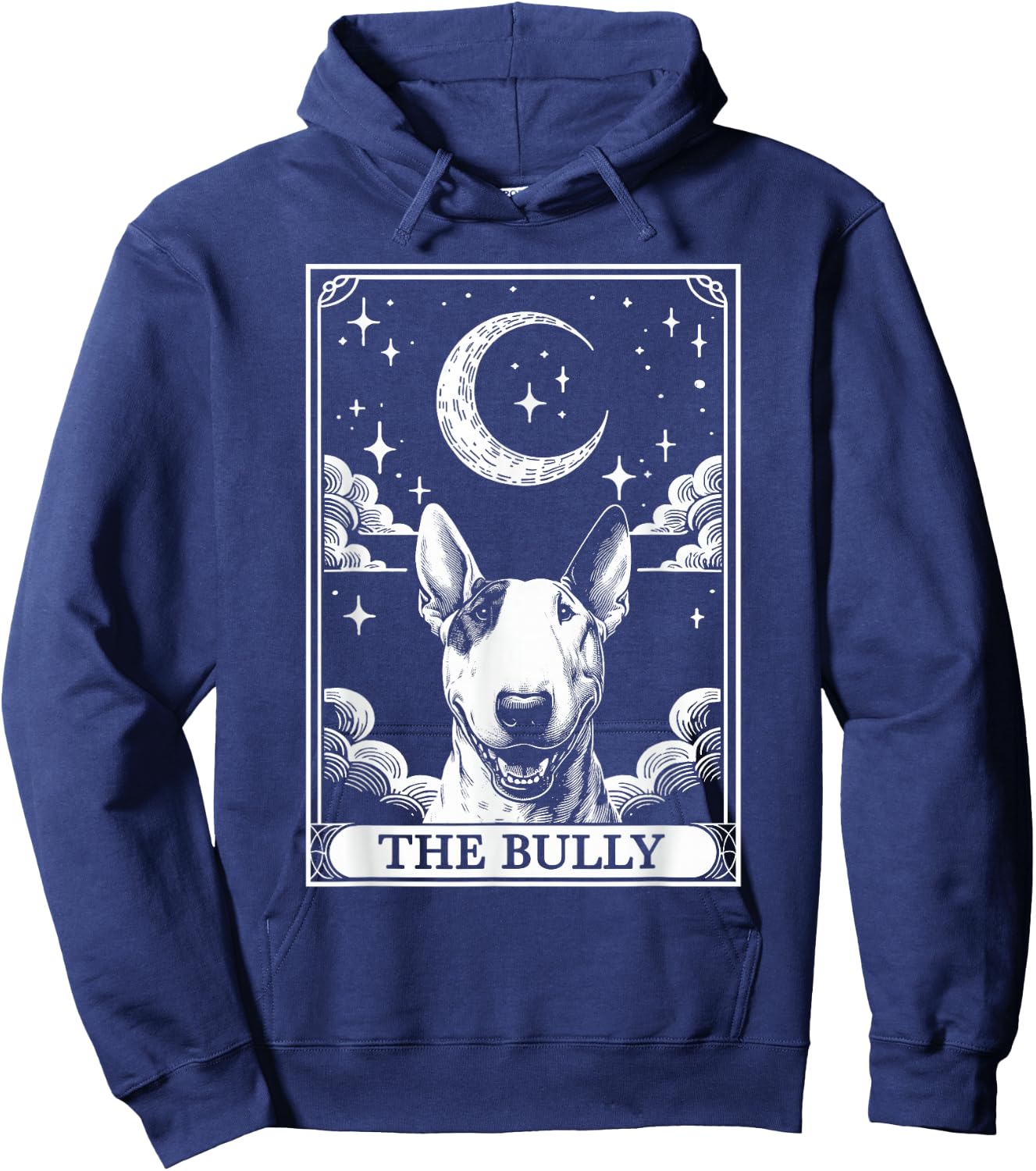 Tarot Card Vintage Crescent Moon Bull Terrier Bully Dog Mom Hoodie - Hoodie | Navy