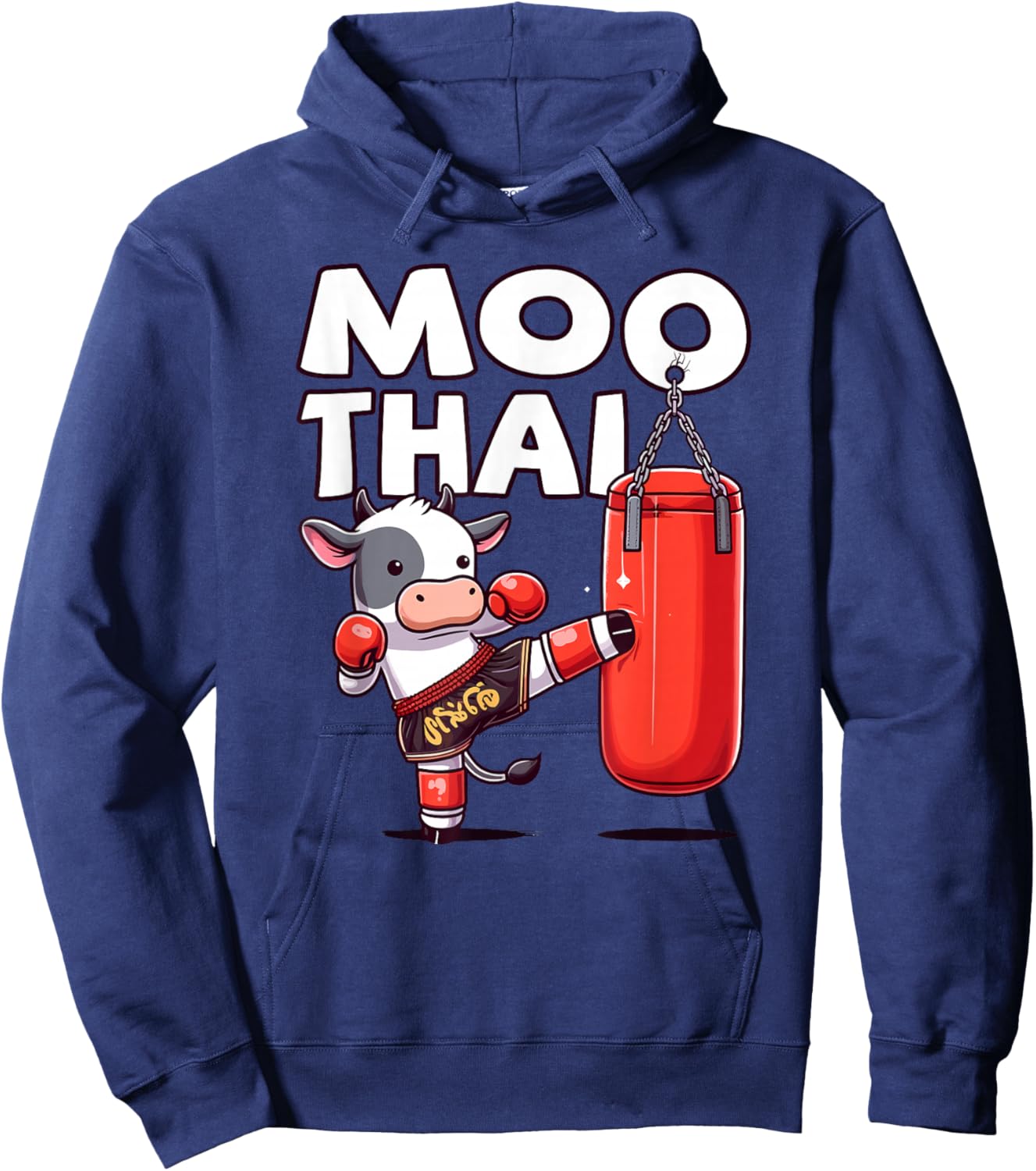 Muay Thai, Moo Thai | Thai Boxing For Youth, Muay Thai Cow Hoodie - Hoodie | Navy