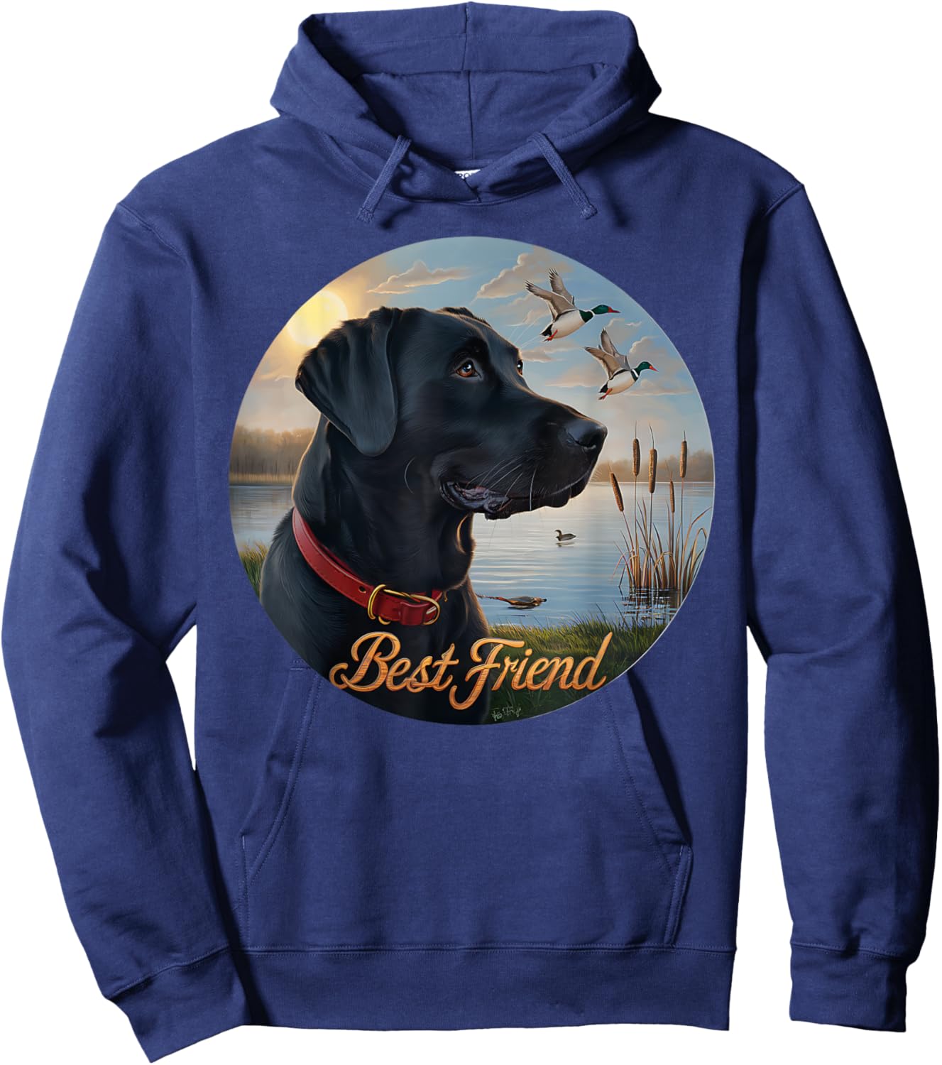 Black Labrador Best Friend. Hunting waterfowl ducks design. Hoodie - Hoodie | Navy