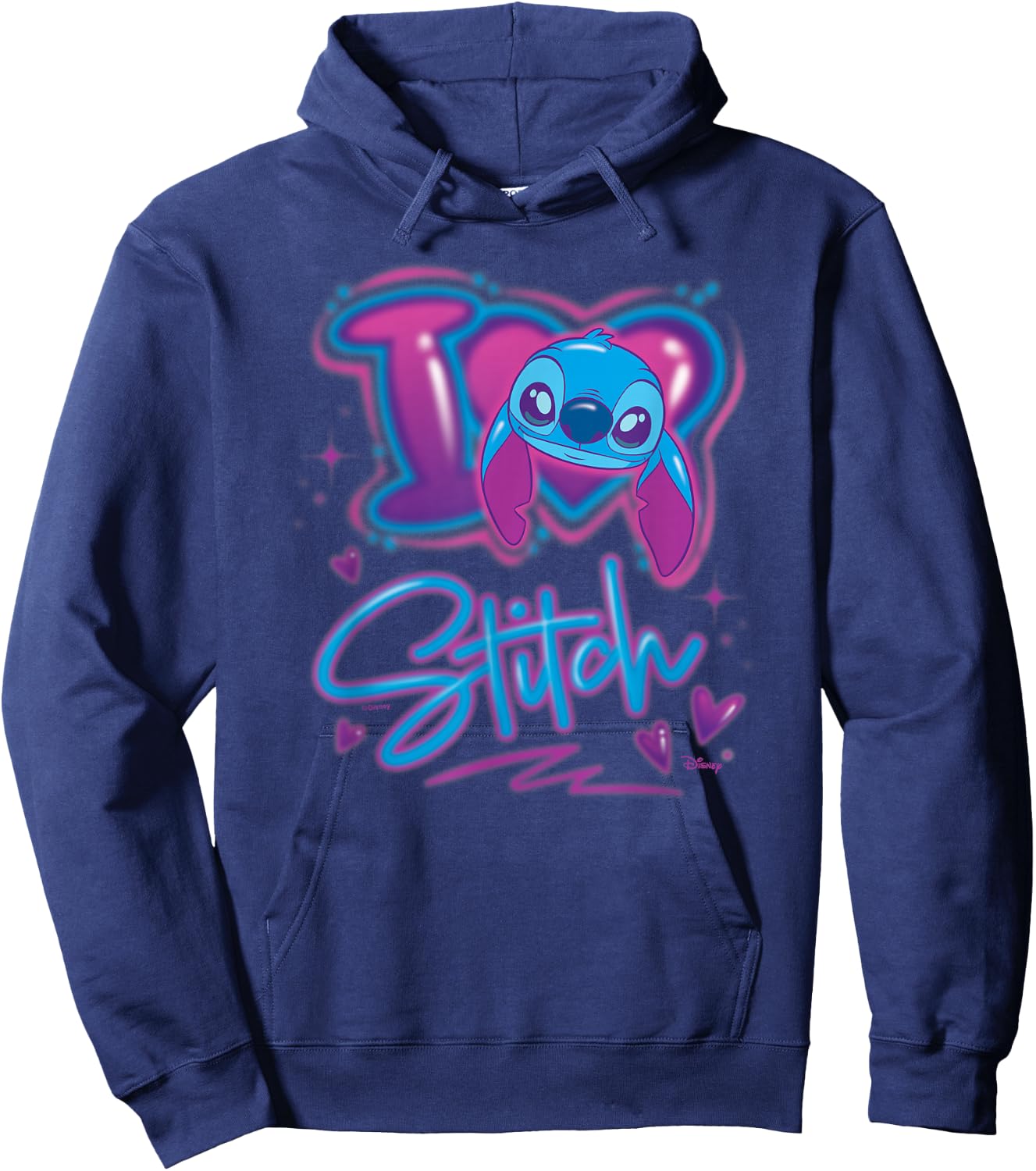 Lilo & Stitch - I Love Stitch Airbrush Hoodie - Hoodie | Navy