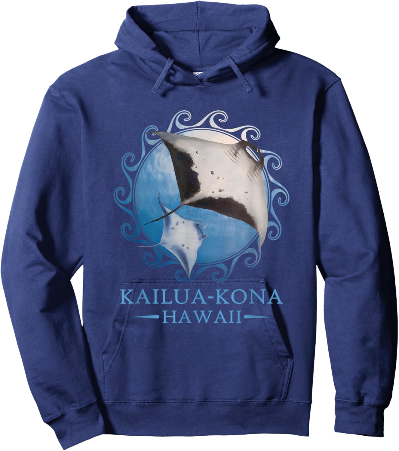 Kailua-Kona Hawaii Stingray Manta Ray Ocean Animals Hoodie - Hoodie | Navy