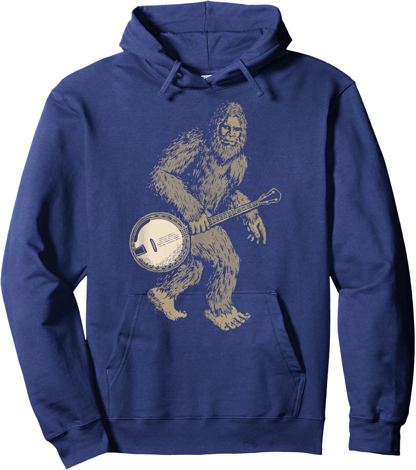 Grassquatch! Vintage Bigfoot & Bluegrass Banjo Music Hoodie - Hoodie | Navy