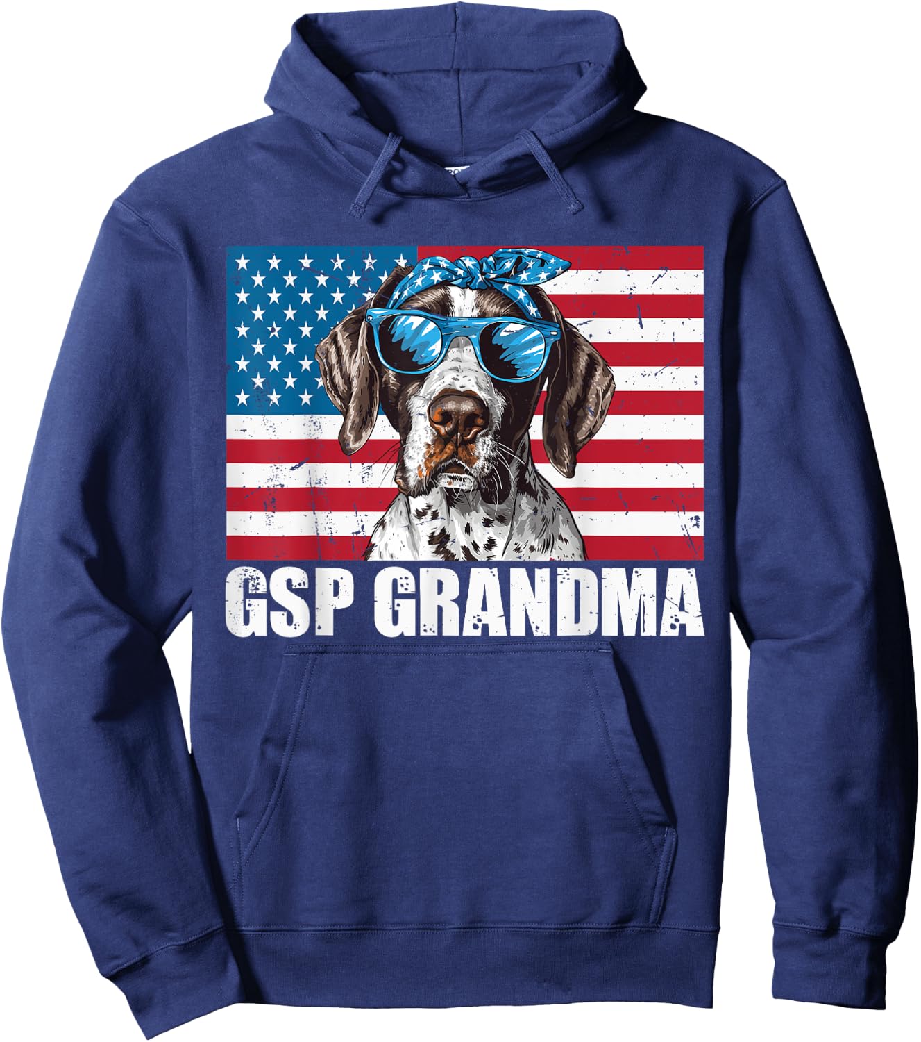 GSP Grandma German Shorthaired Pointer US Flag 4th of July Hoodie - Hoodie | Navy