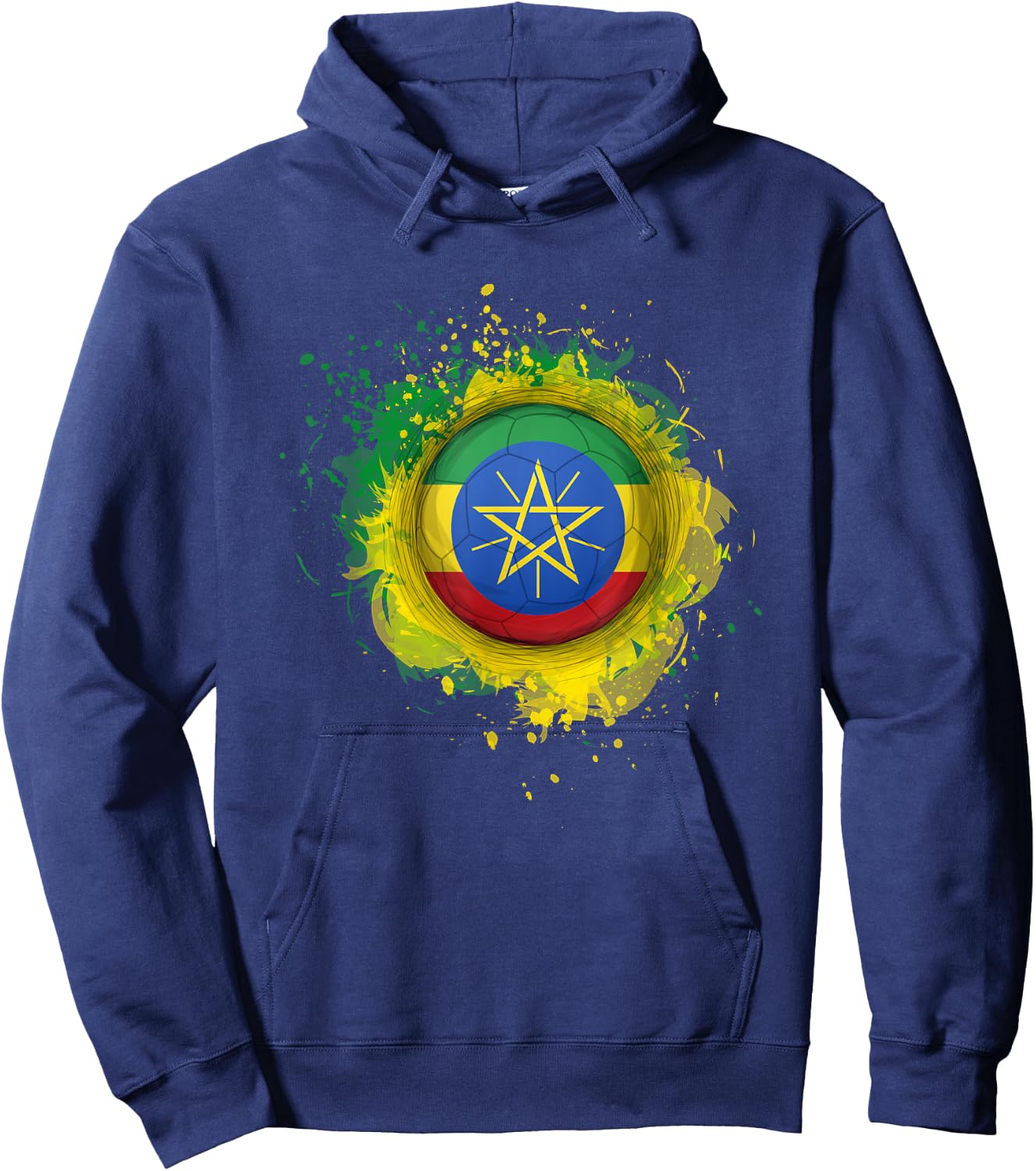Proud Heritage Ethiopia Flag Soccer Ball Hoodie - Hoodie | Navy