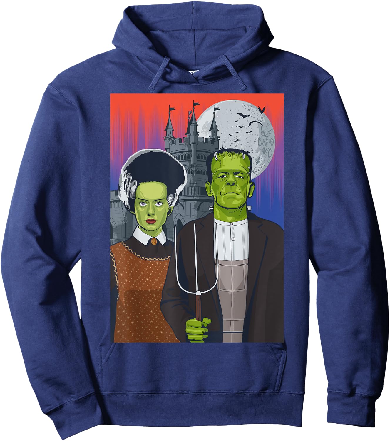 Frankenstein American Gothic Parody Halloween Monster Hoodie - Hoodie | Navy