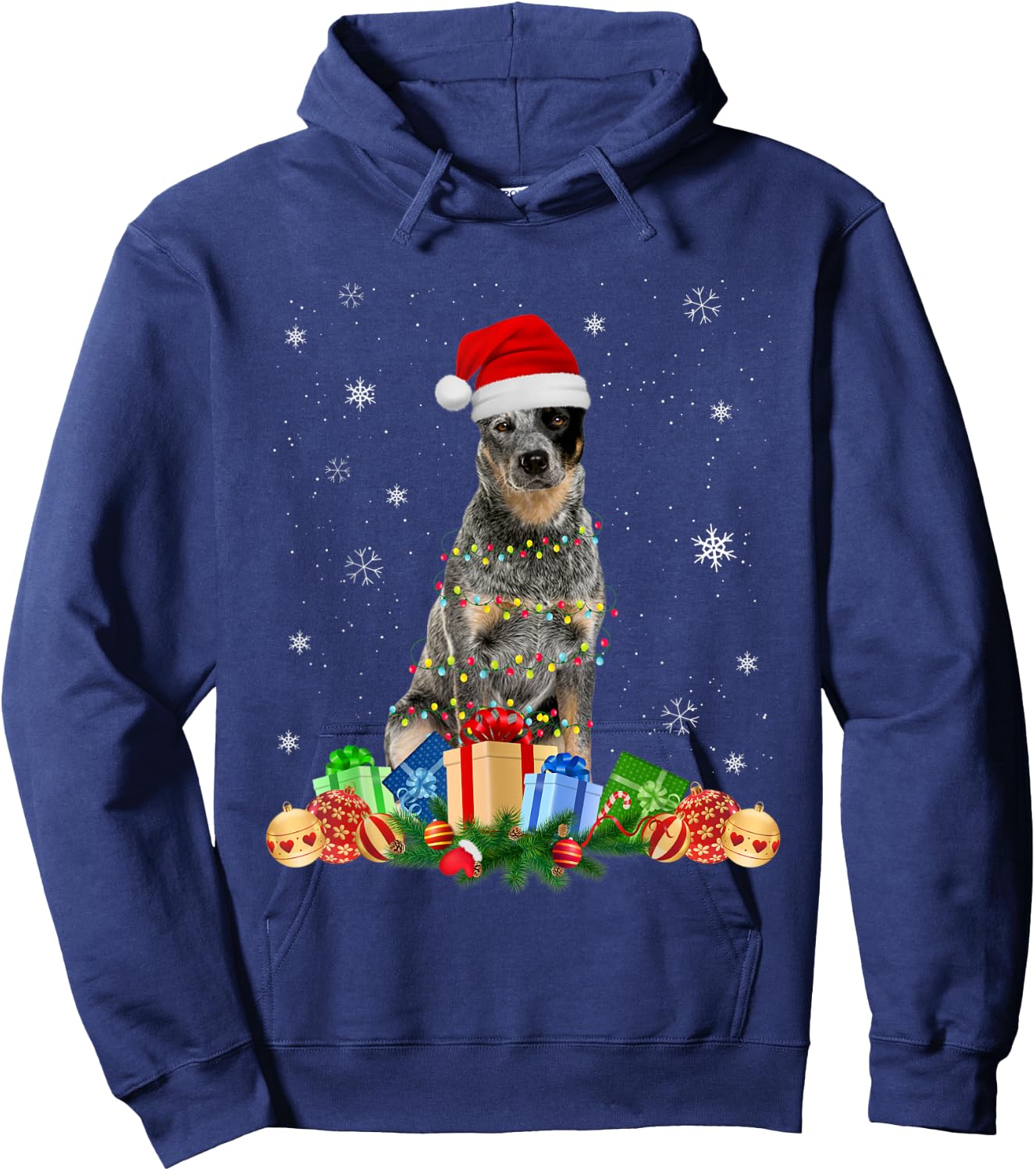 Australian Cattle Dog Christmas Lights Puppy Dog Lover Women Kids Hoodie - Hoodie | Navy