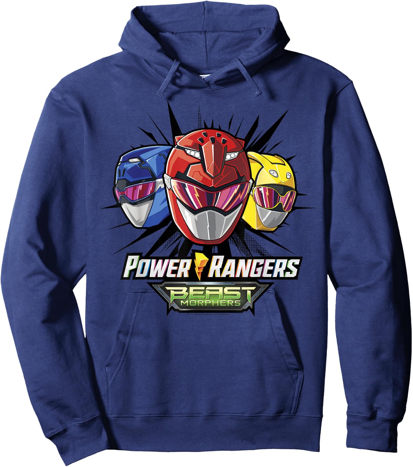 Power Rangers Group Shot Beast Morphers Helmets Hoodie - Hoodie | Navy