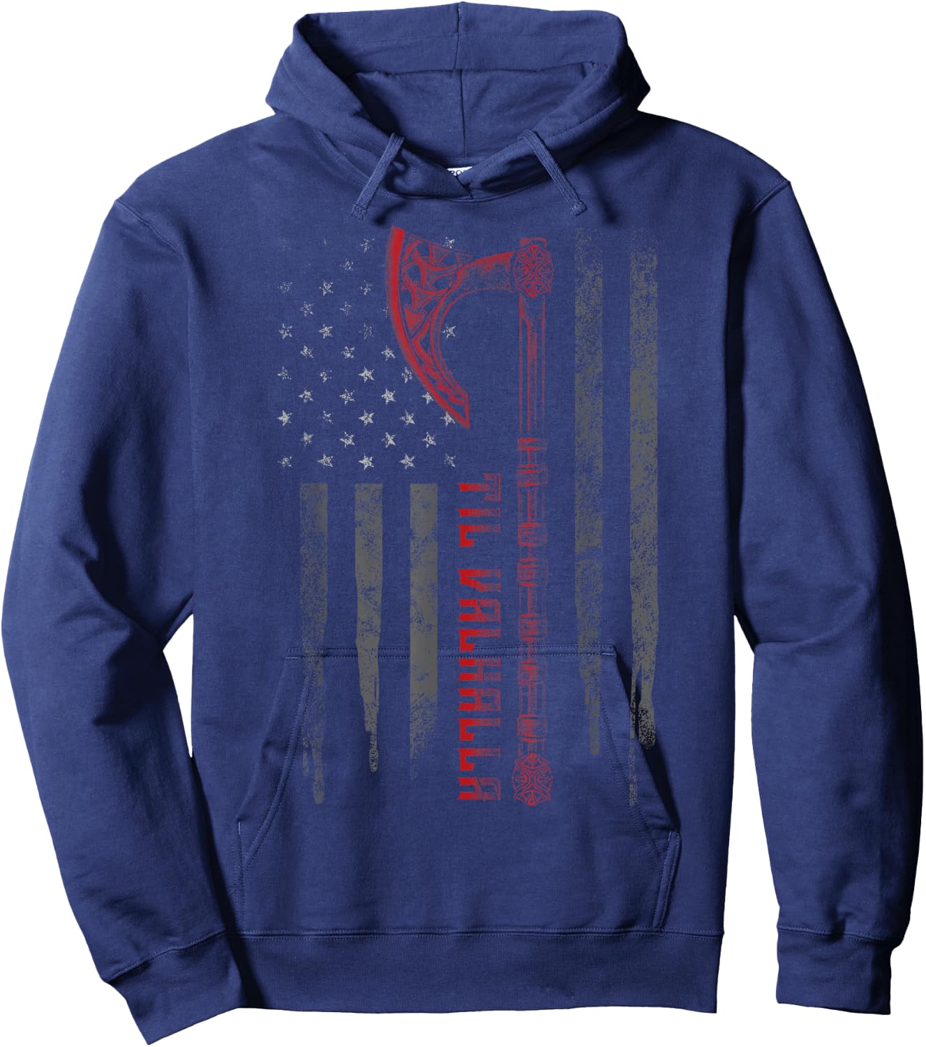 US American Til Valhalla Proud Veteran Patriotic Hoodie - Hoodie | Navy