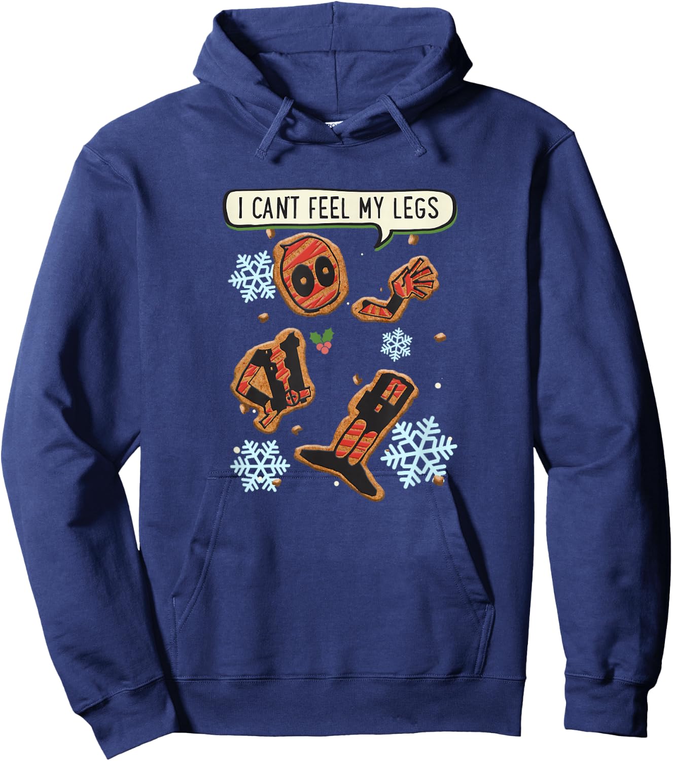 Marvel Christmas Deadpool Gingerbread Cookie Can't Feel Legs Hoodie - Hoodie | Navy