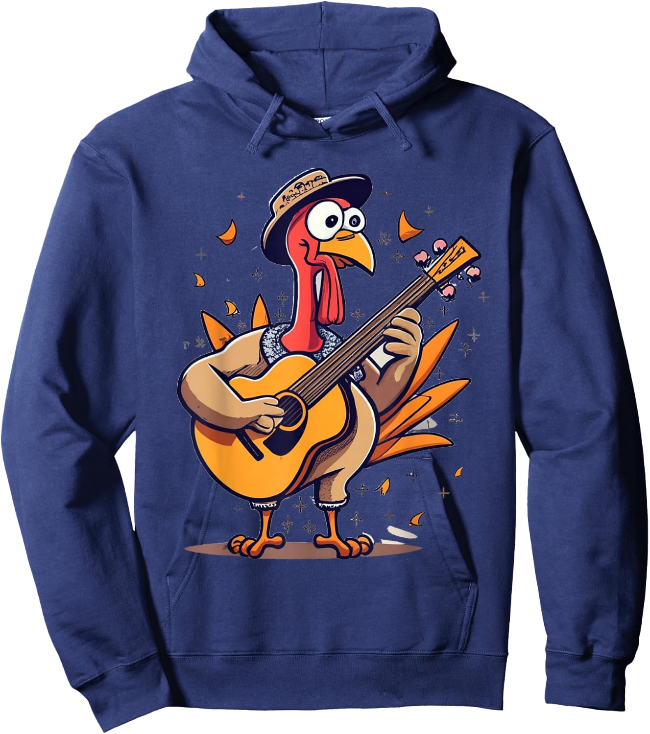 Thanksgiving RockStar Turkey Playing Guitar Hoodie - Hoodie | Navy