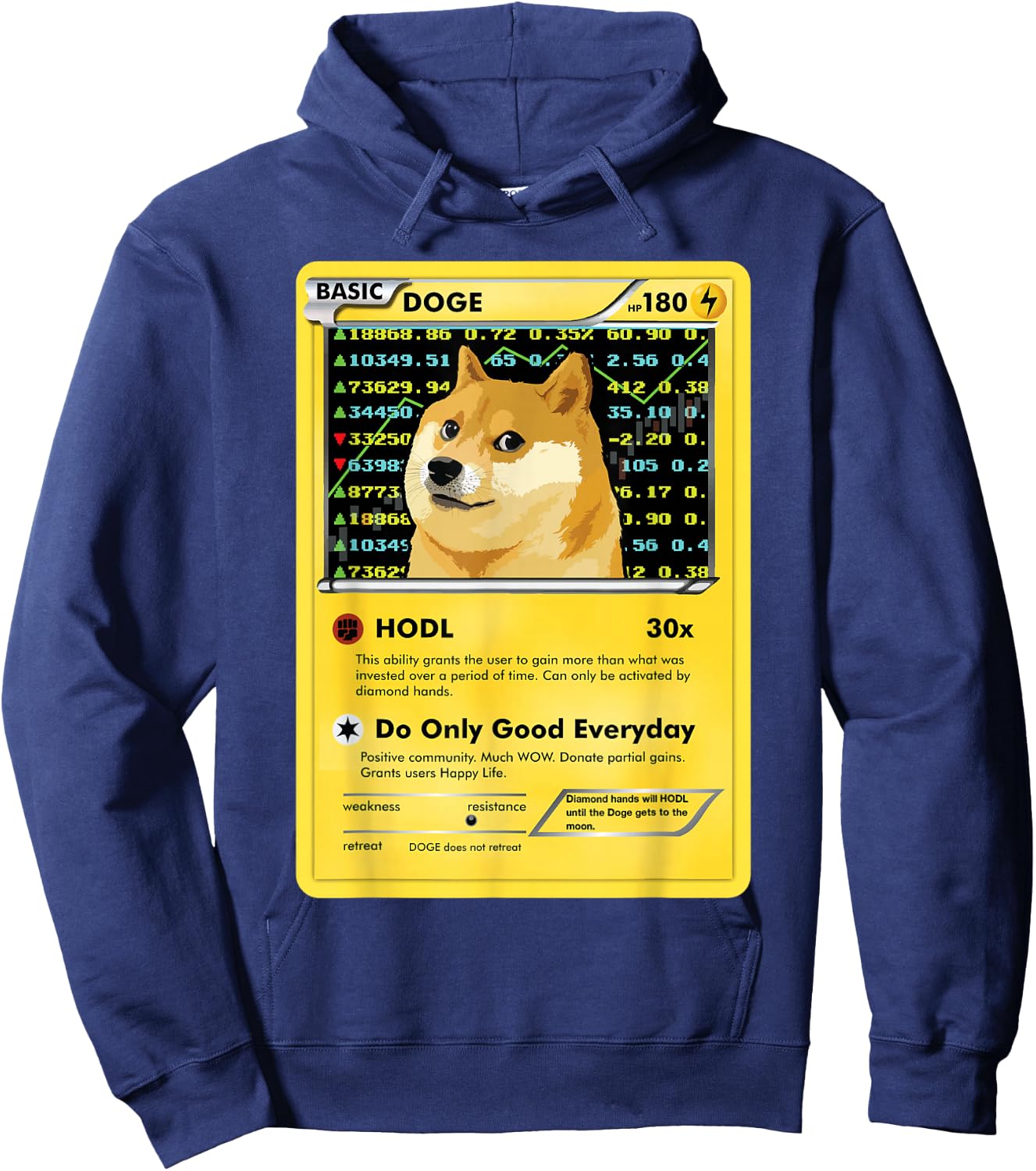 Funny Dogecoin Doge HODL Card Crypto Meme Men Kids Small Hoodie - Hoodie | Navy