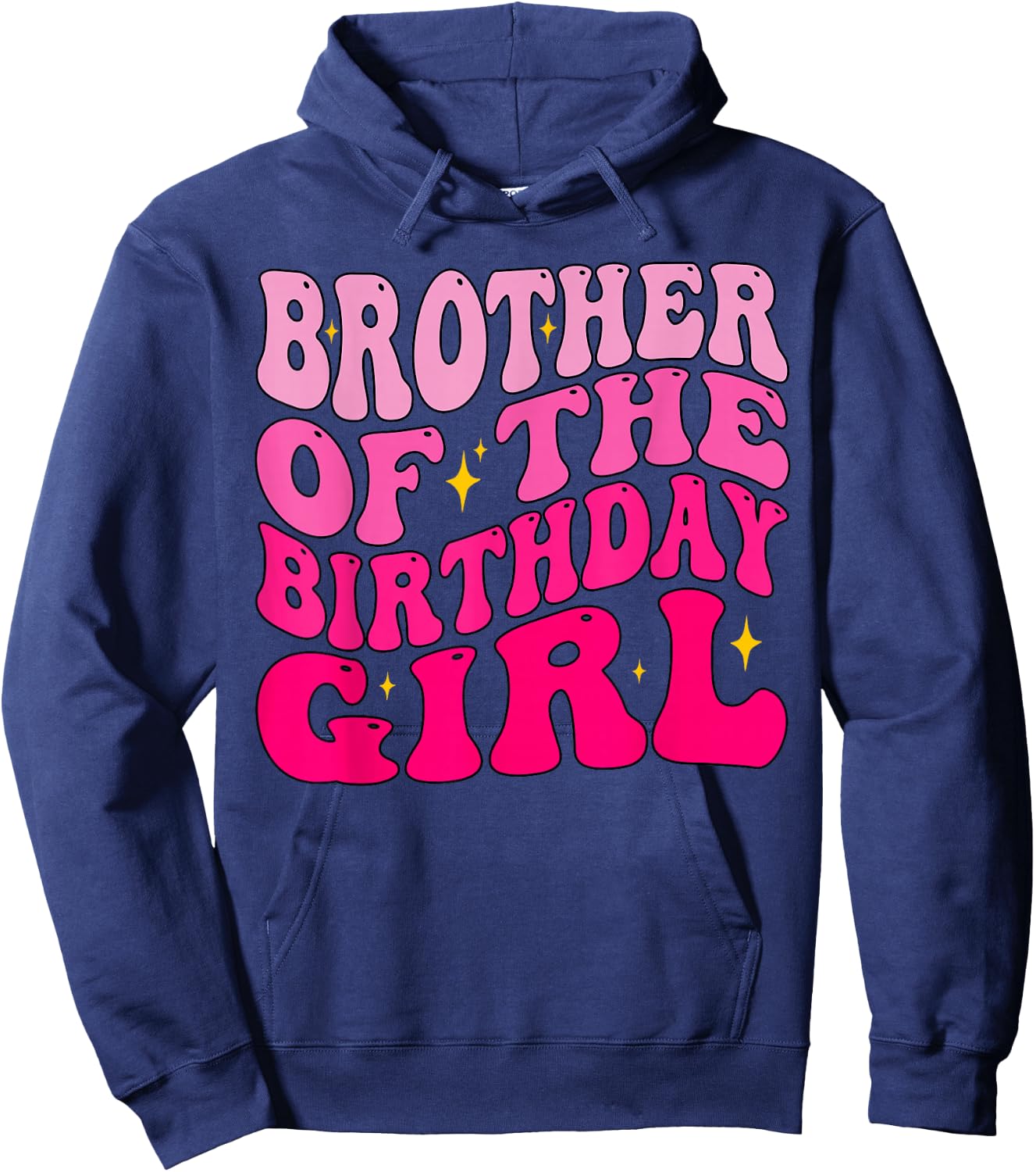Brother of The Birthday Girl Birthday Party Groovy Retro Hoodie - Hoodie | Navy