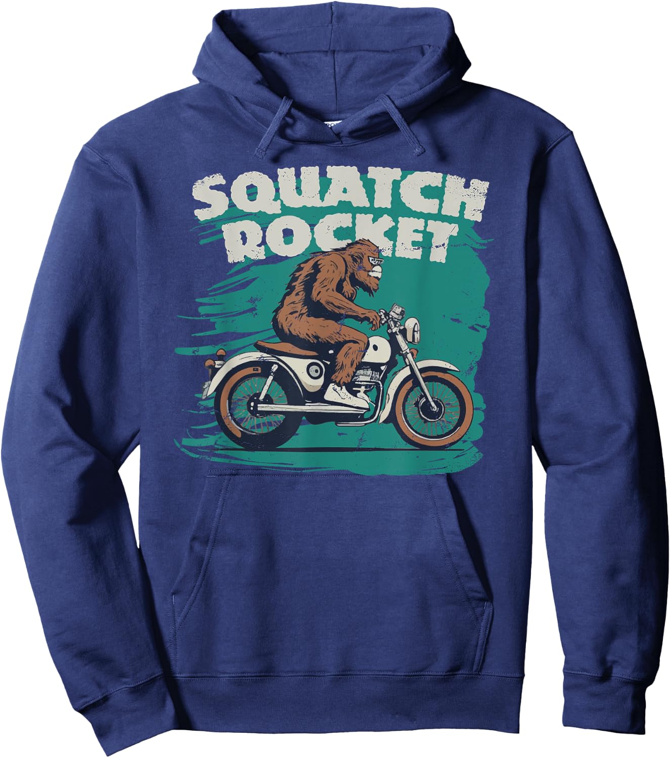 Sasquatch Motorcycle Rider Bigfoot Fan Crotch Squatch Rocket Hoodie - Hoodie | Navy