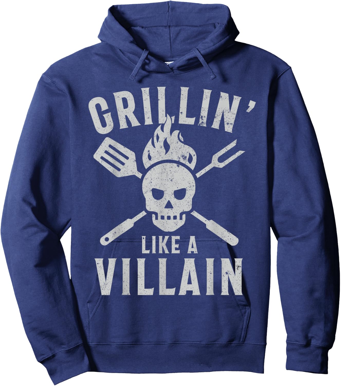 Funny Grillin' Like A Villain Barbecue Grilling Cooking Hoodie - Hoodie | Navy