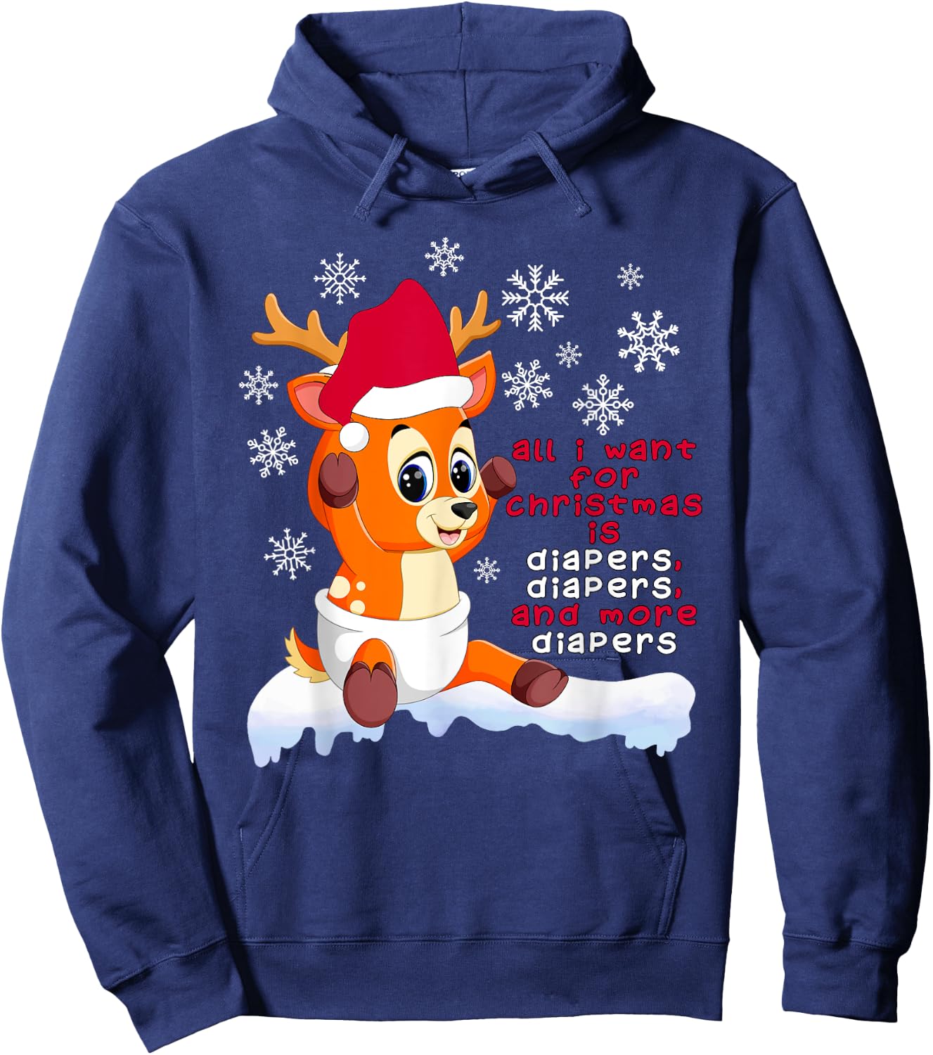 Baby Reindeer Diaper Christmas Wishlist Hoodie - Hoodie | Navy
