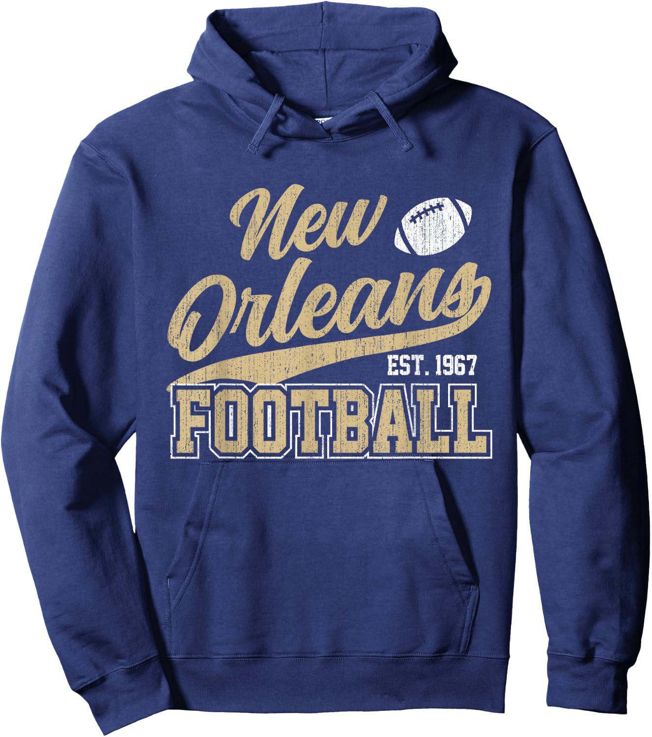 New Orleans Distressed Football Team Fan Sports Hoodie - Hoodie | Navy