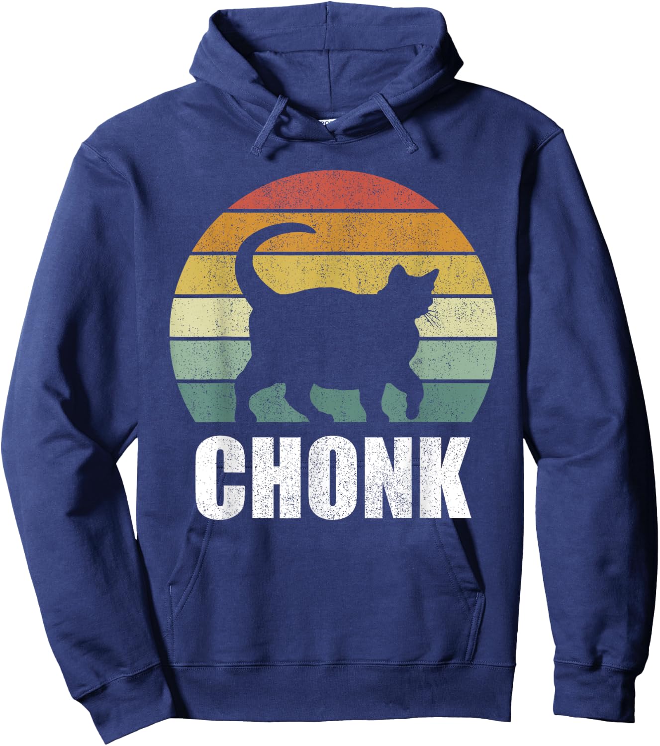 Vintage Retro Sunset Funny Fat Cats Meme Chonk Cat Women Kids Hoodie - Hoodie | Navy