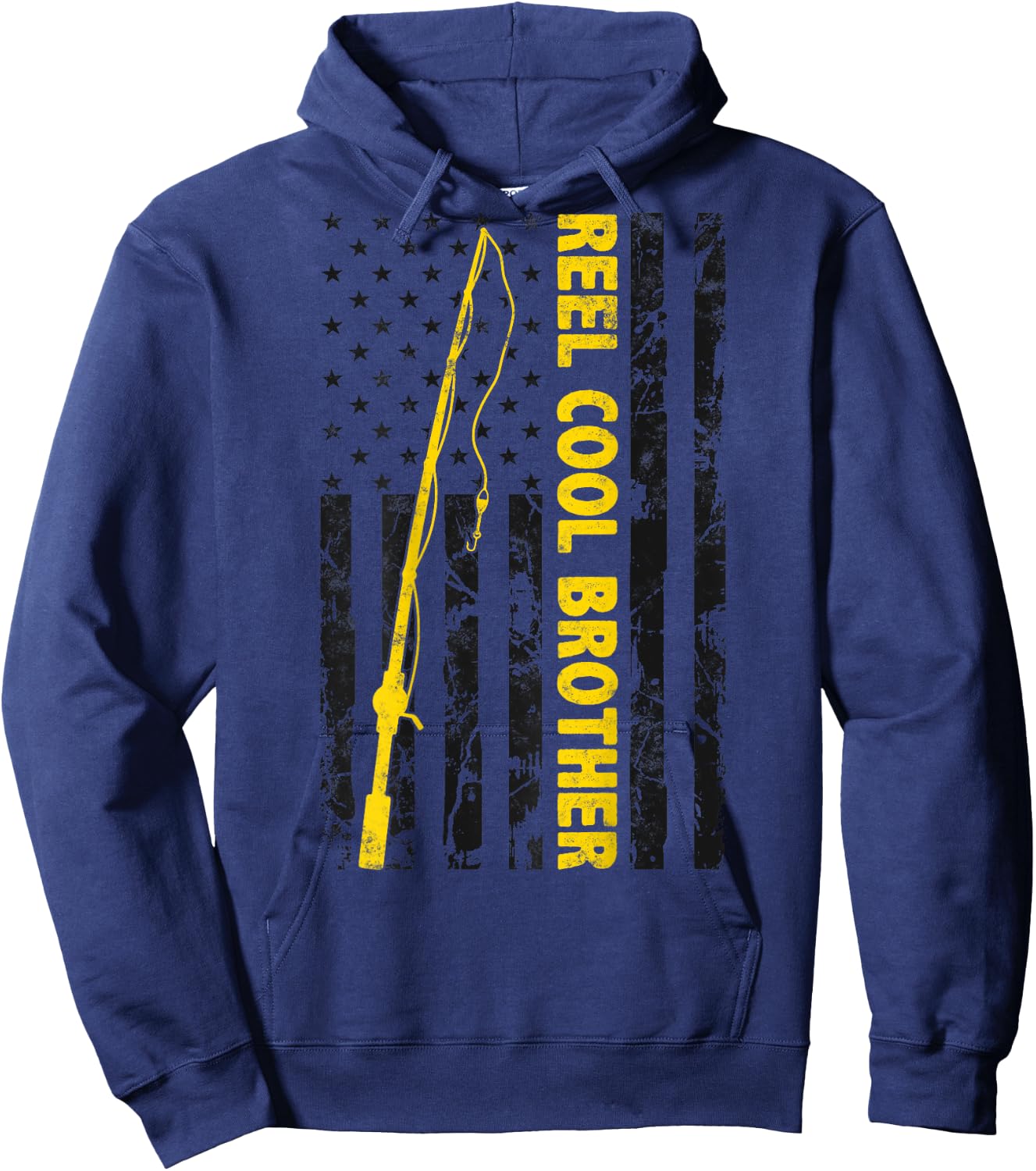 Reel cool Brother Fishing American Flag dad Gift Brother Hoodie - Hoodie | Navy