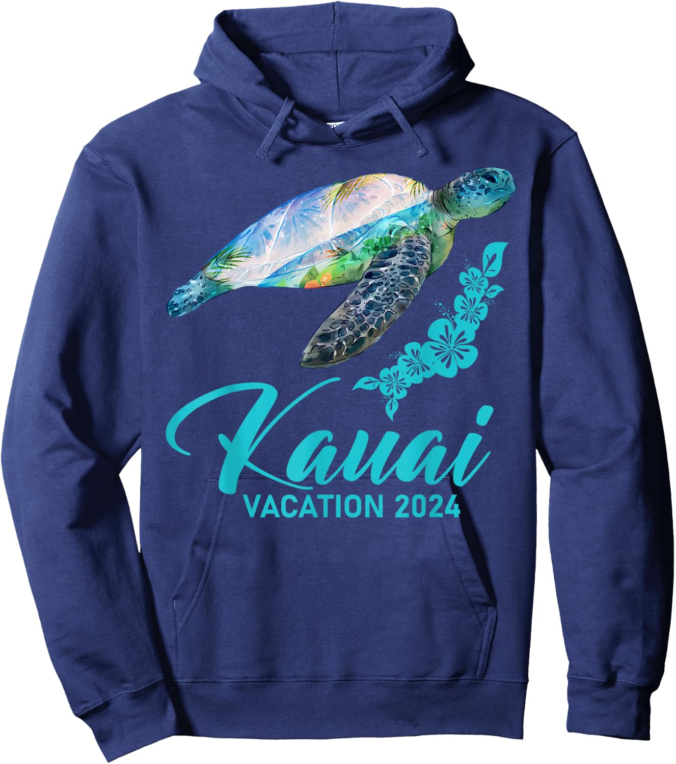 Kauai Sea Turtle Hawaiian Family Vacation 2024 Hoodie - Hoodie | Navy