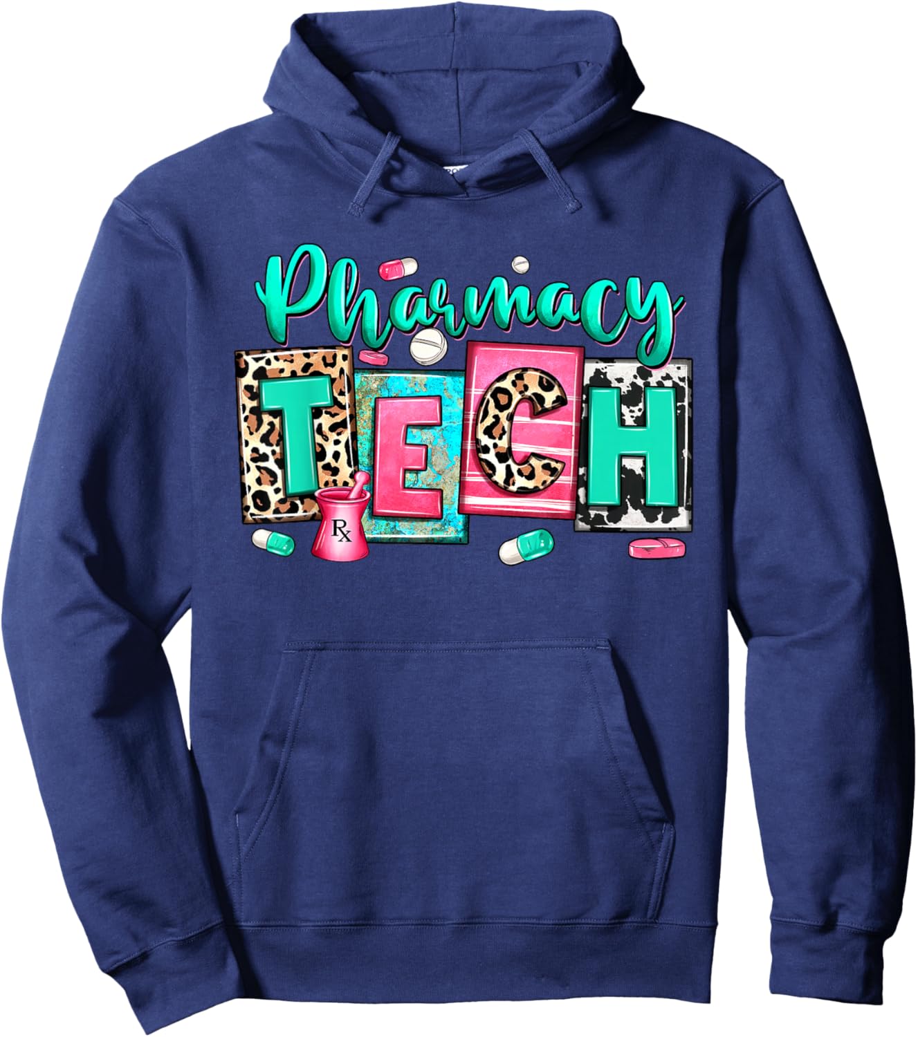 Women Pharmacy Tech Leopard Medical Pharmacy Technician Life Hoodie - Hoodie | Navy