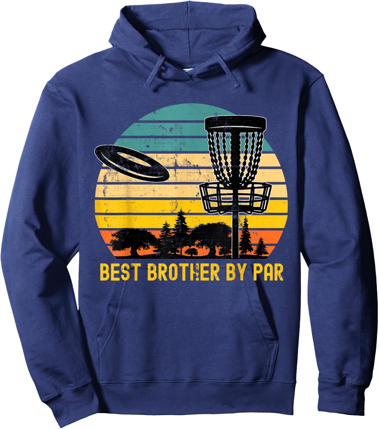 Vintage Disc Golf Brother - Best Brother By Par Disk Golf Hoodie - Hoodie | Navy