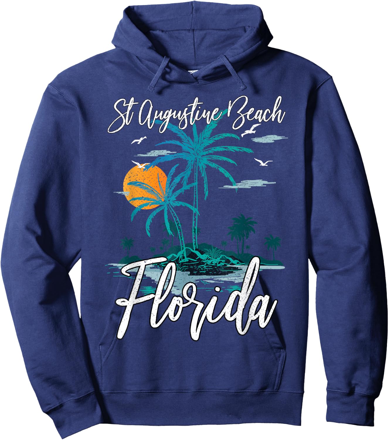 Family Vacation Retro Sunset Florida St Augustine Beach Men Women Kids Hoodie - Hoodie | Navy
