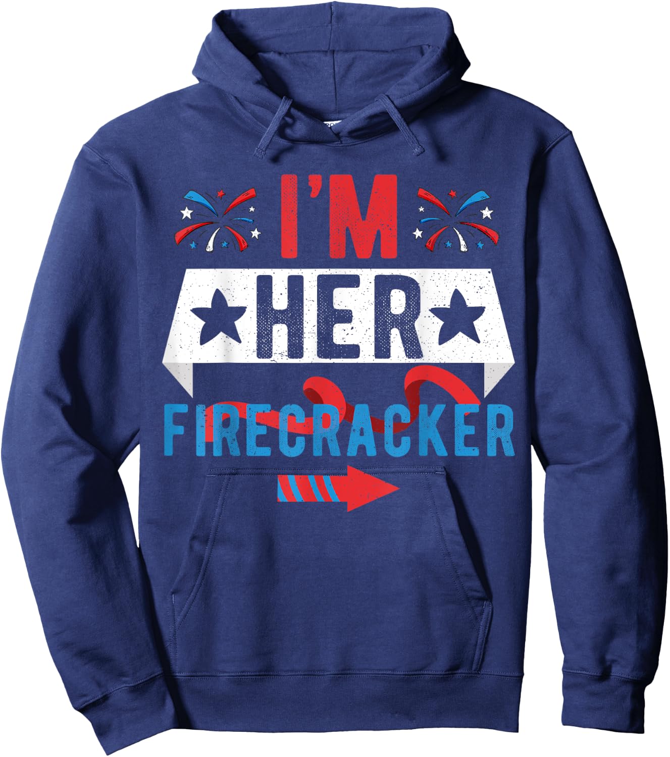 I'm Her Firecracker Cute 4th Of July Matching Couple Hoodie - Hoodie | Navy