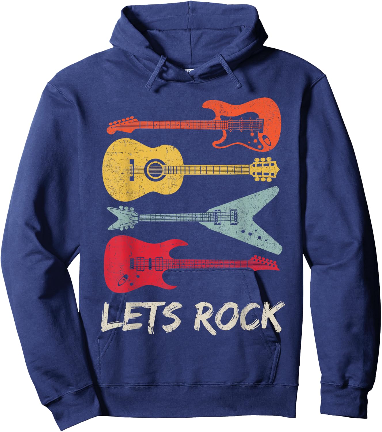 Lets Rock n Roll Guitar Retro Gift Men Women Hoodie - Hoodie | Navy