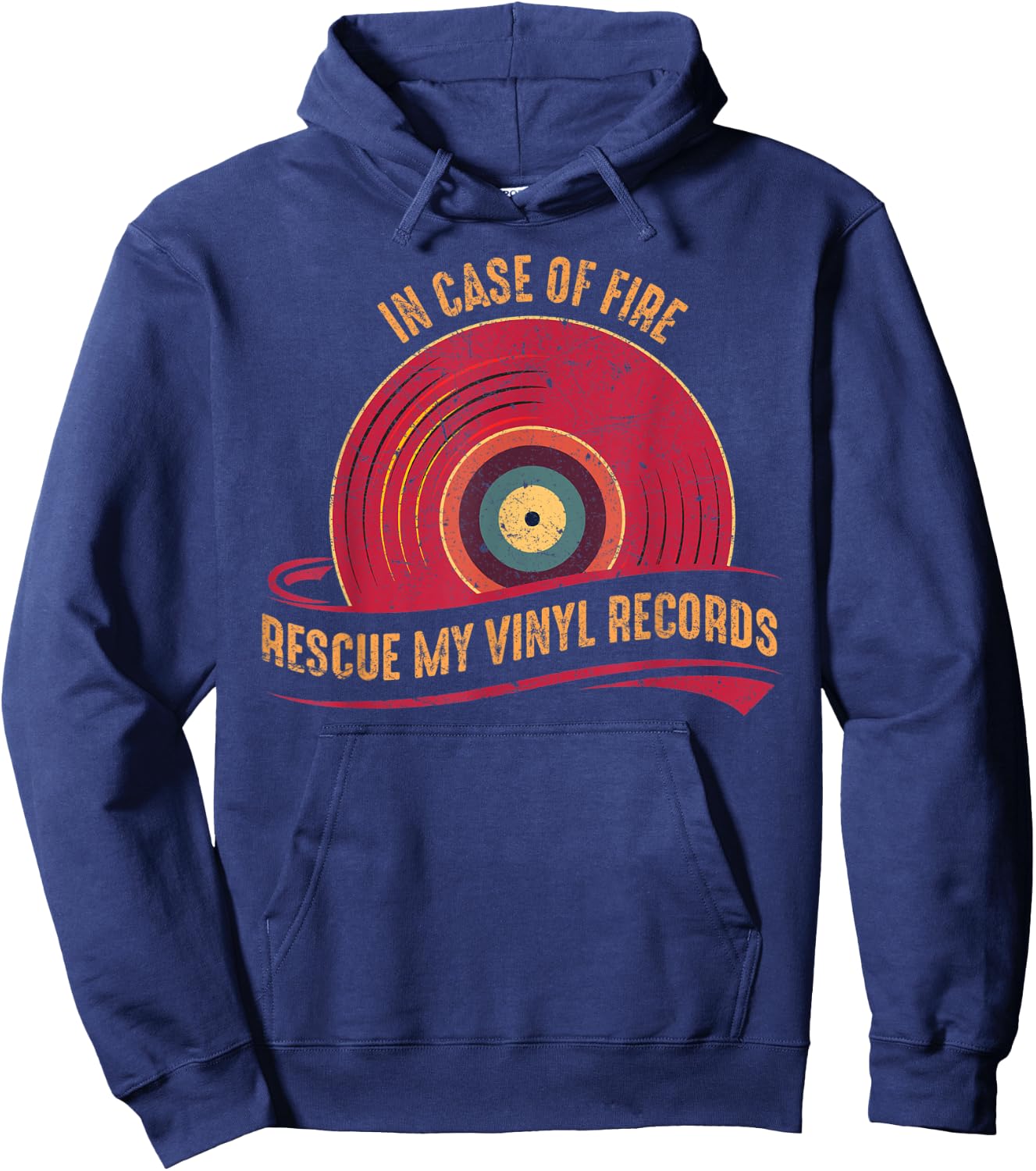 Vinyl Records Collector Audiophile Geek Retro Music Lover DJ Hoodie - Hoodie | Navy