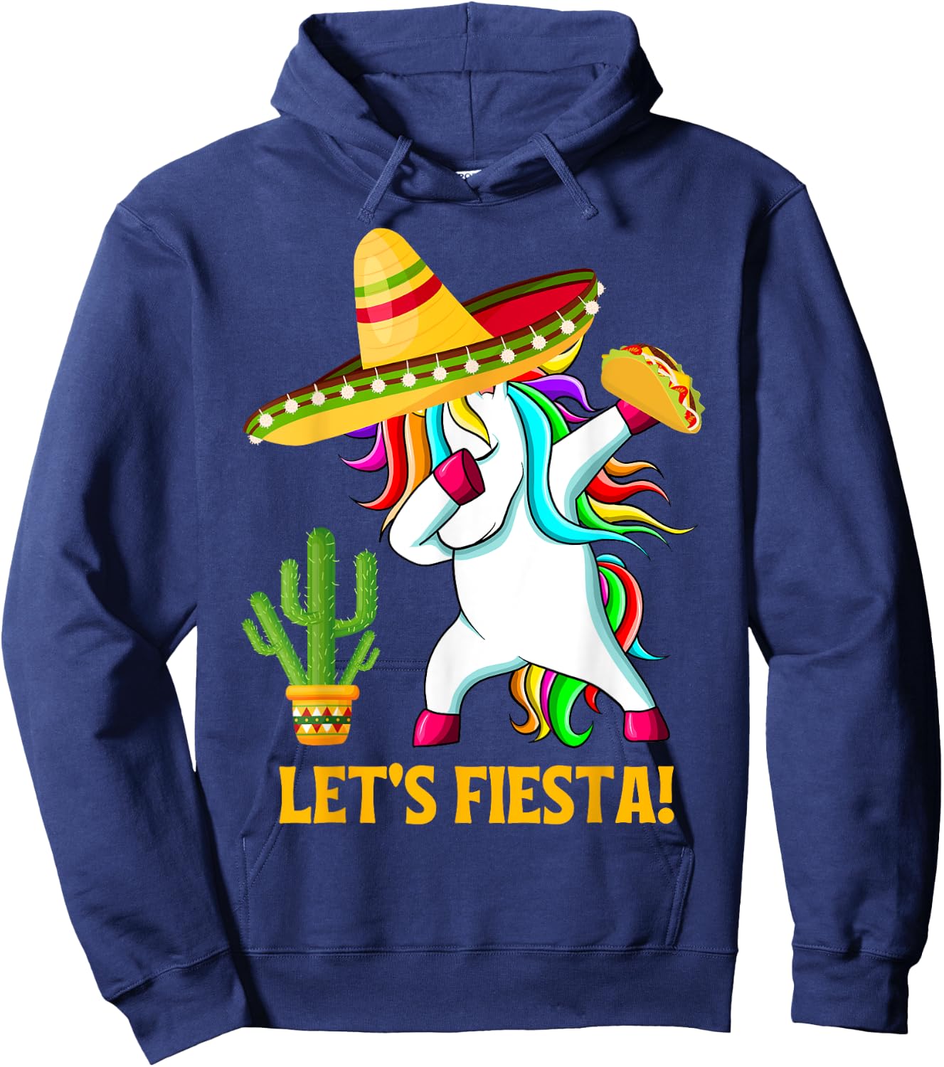 Dabbing Unicorn Funny Cinco de Mayo Kids Girls Let's Fiesta Hoodie - Hoodie | Navy