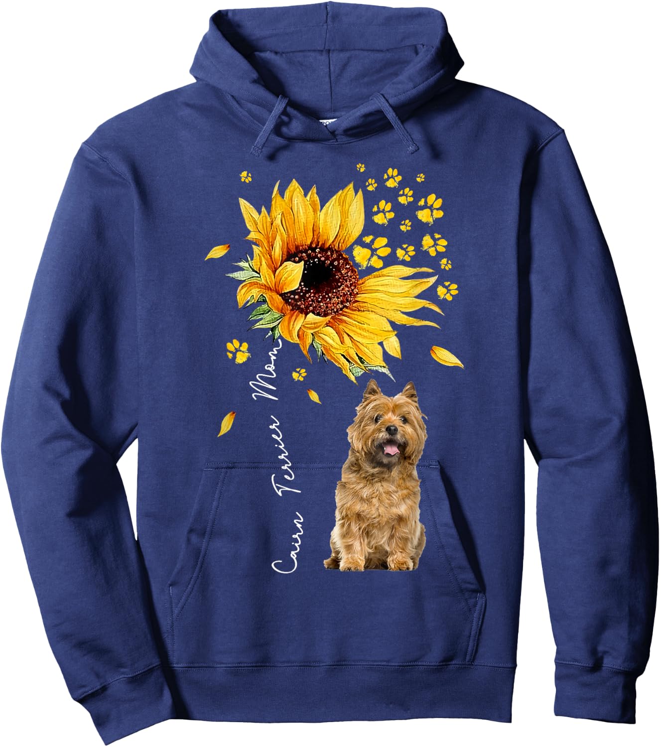 Sunflower Cairn Terrier Mom Dog Lover Gifts Hoodie - Hoodie | Navy