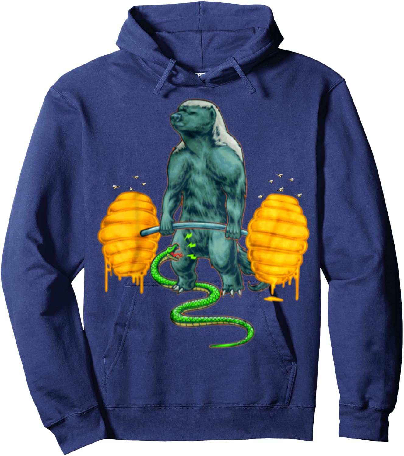Funny Honey Badger Deadlifting Weightlifting Bodybuilding Hoodie - Hoodie | Navy