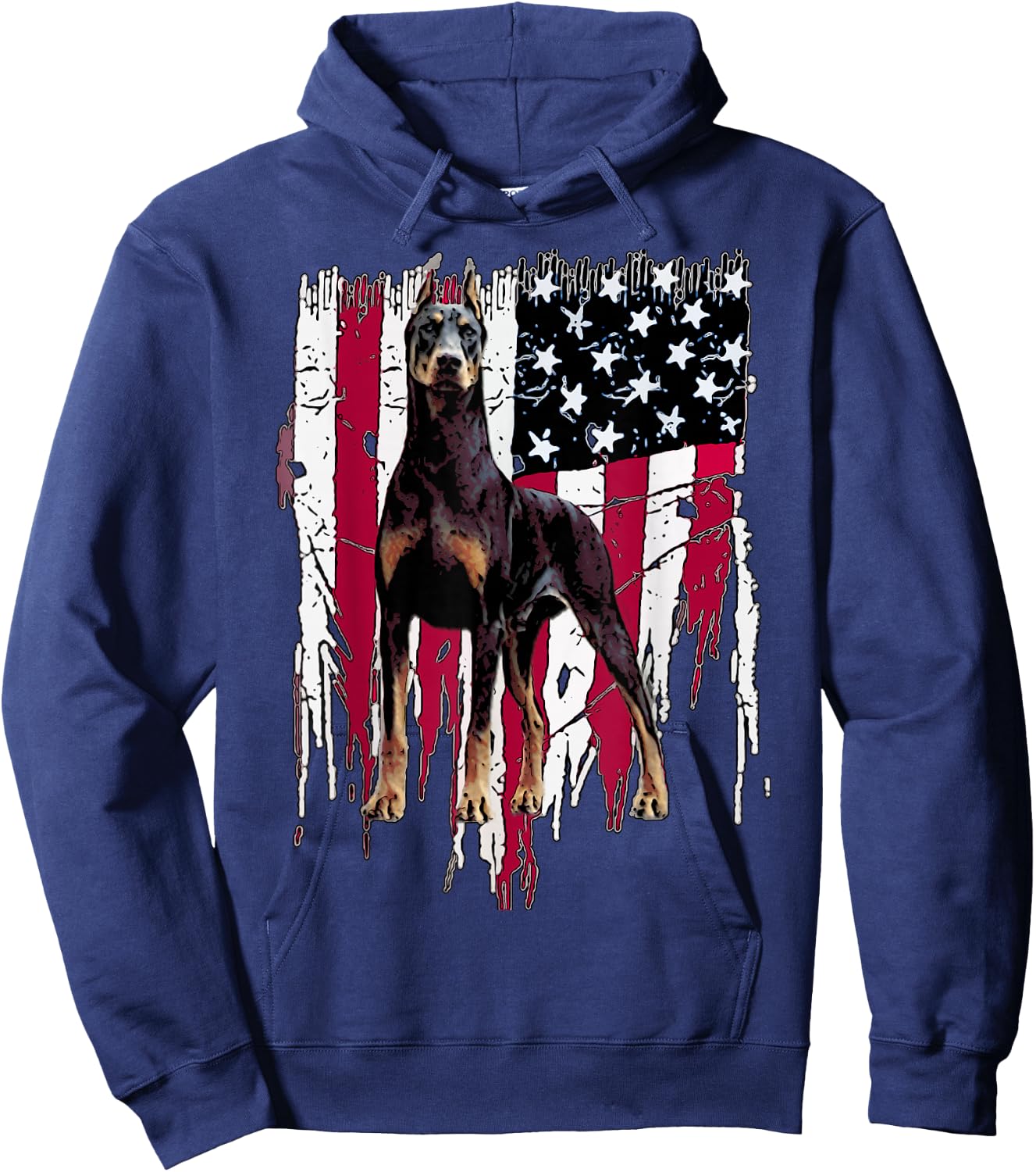 Doberman Pinscher American Flag USA Awesome Small Hoodie - Hoodie | Navy