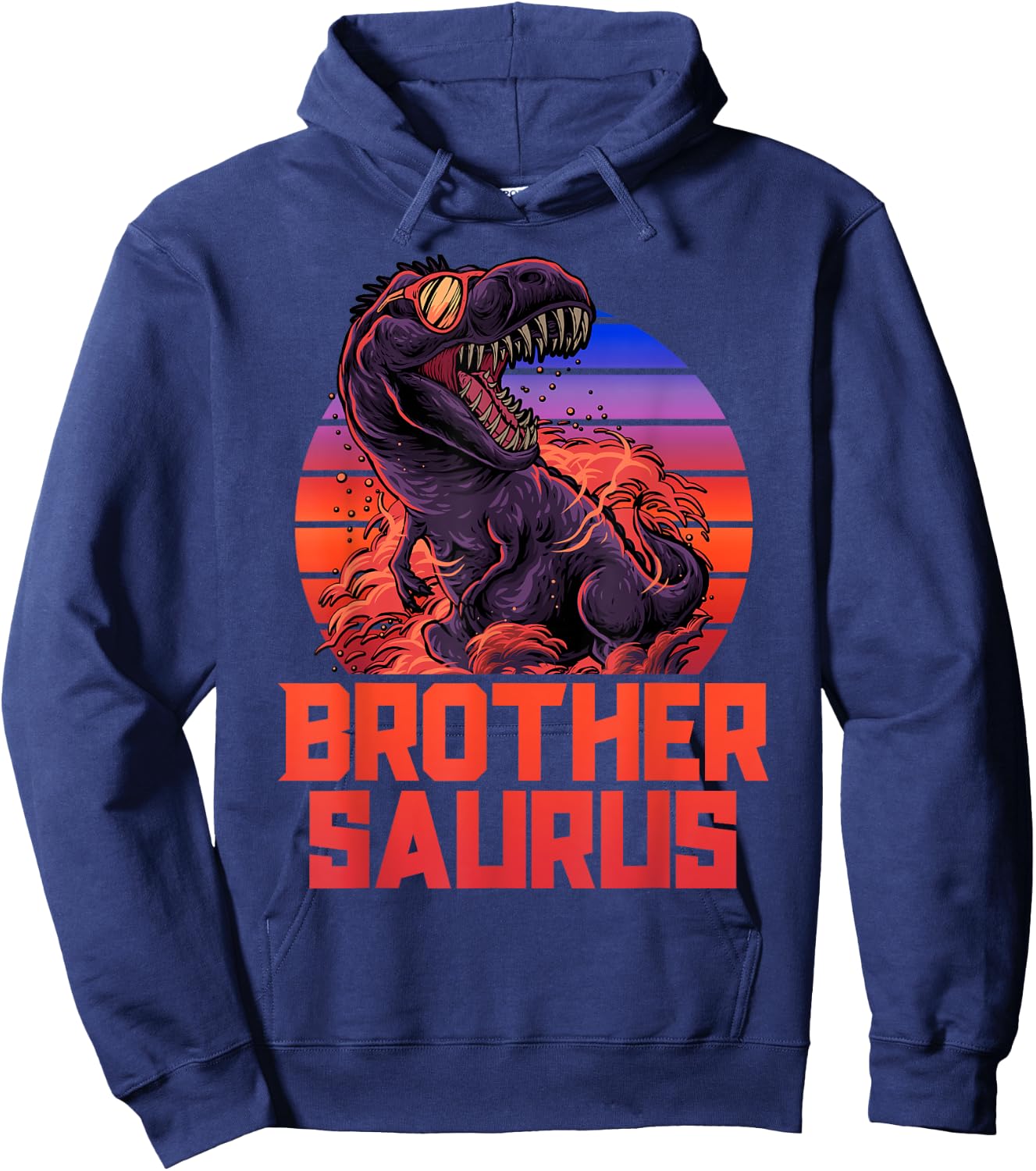 Brothersaurus T-Rex Shirt Brother Saurus Retro 80s Dinosaur Hoodie - Hoodie | Navy