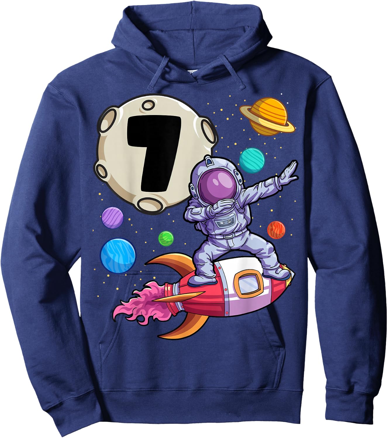 Dabbing Astronaut 7 Yrs Old Birthday Boy Space 7th Birthday Hoodie - Hoodie | Navy