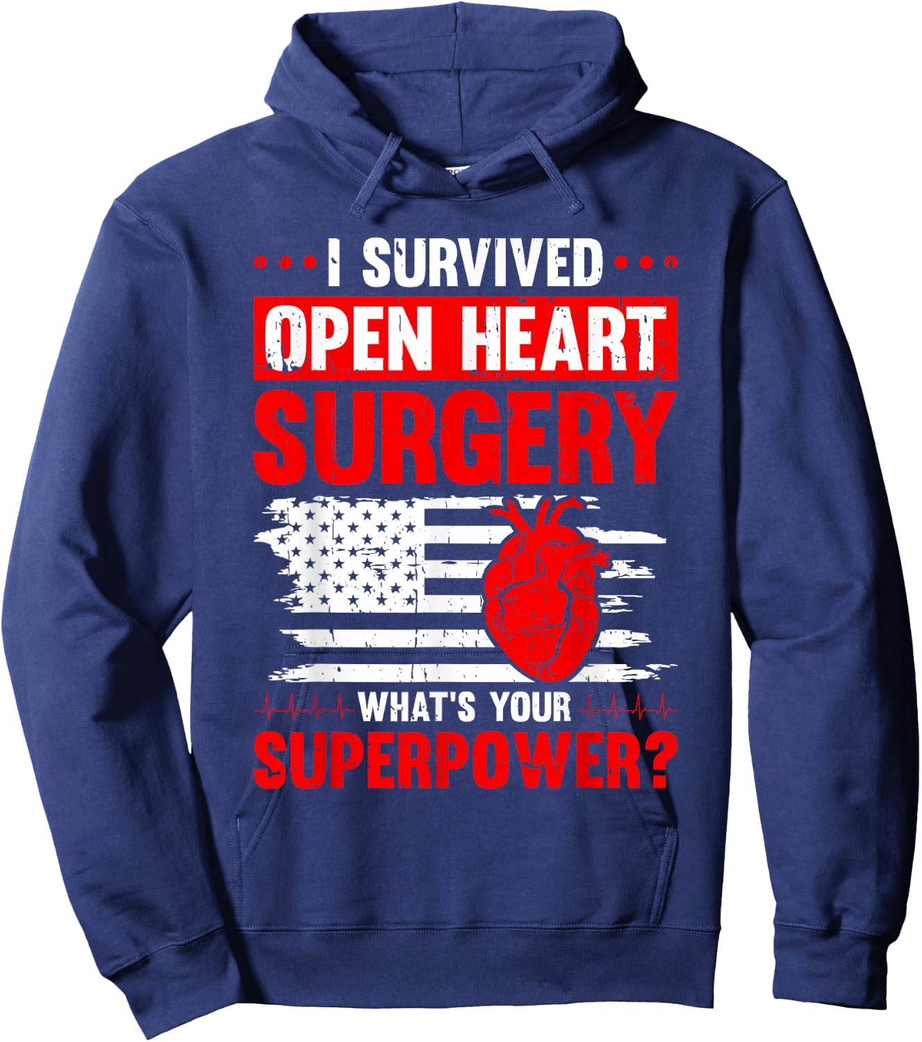 I Survived Open Heart Surgery Hoodie - Hoodie | Navy