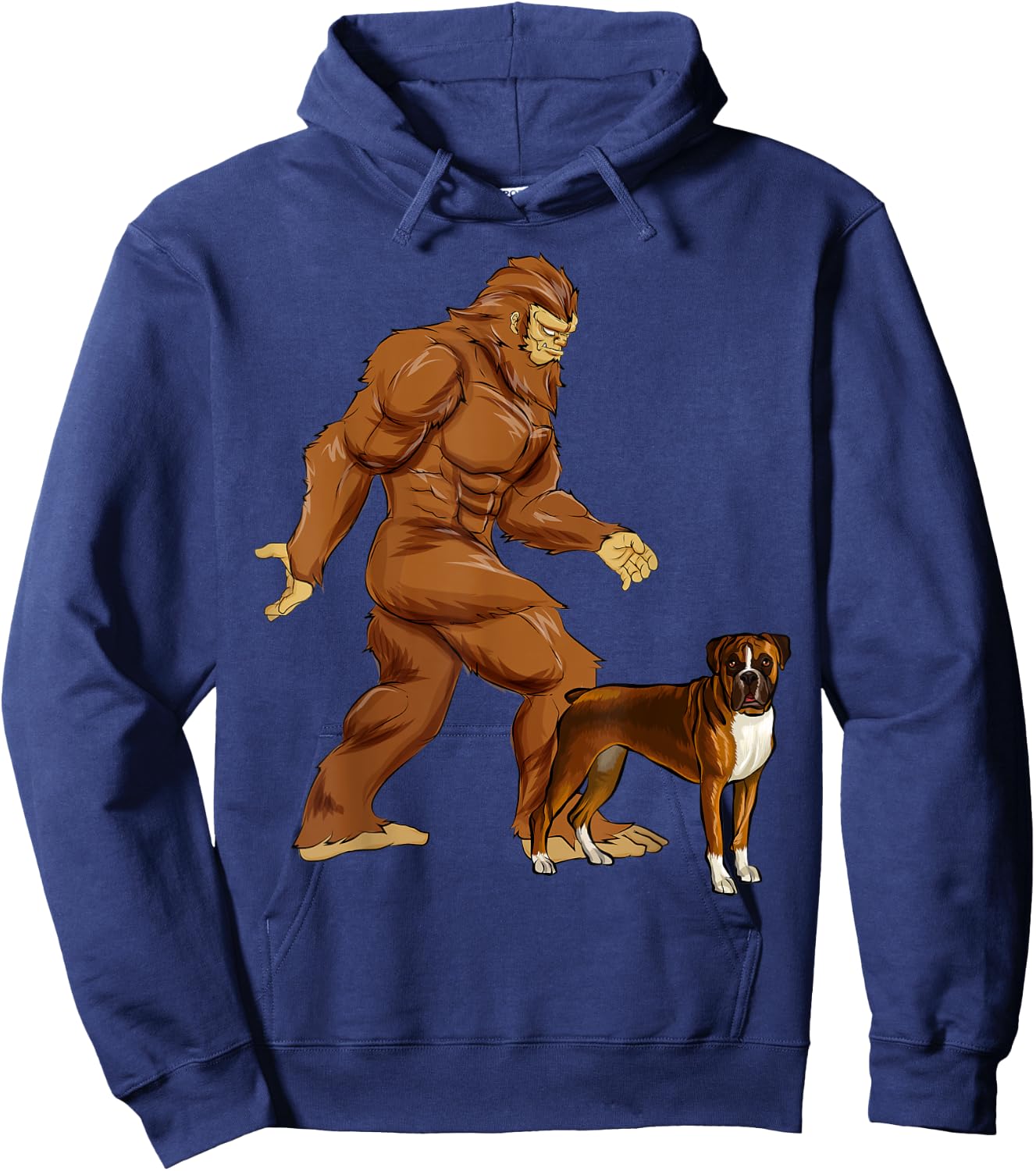 Funny Bigfoot Walking Boxer Sasquatch Dog Women Kids Hoodie - Hoodie | Navy