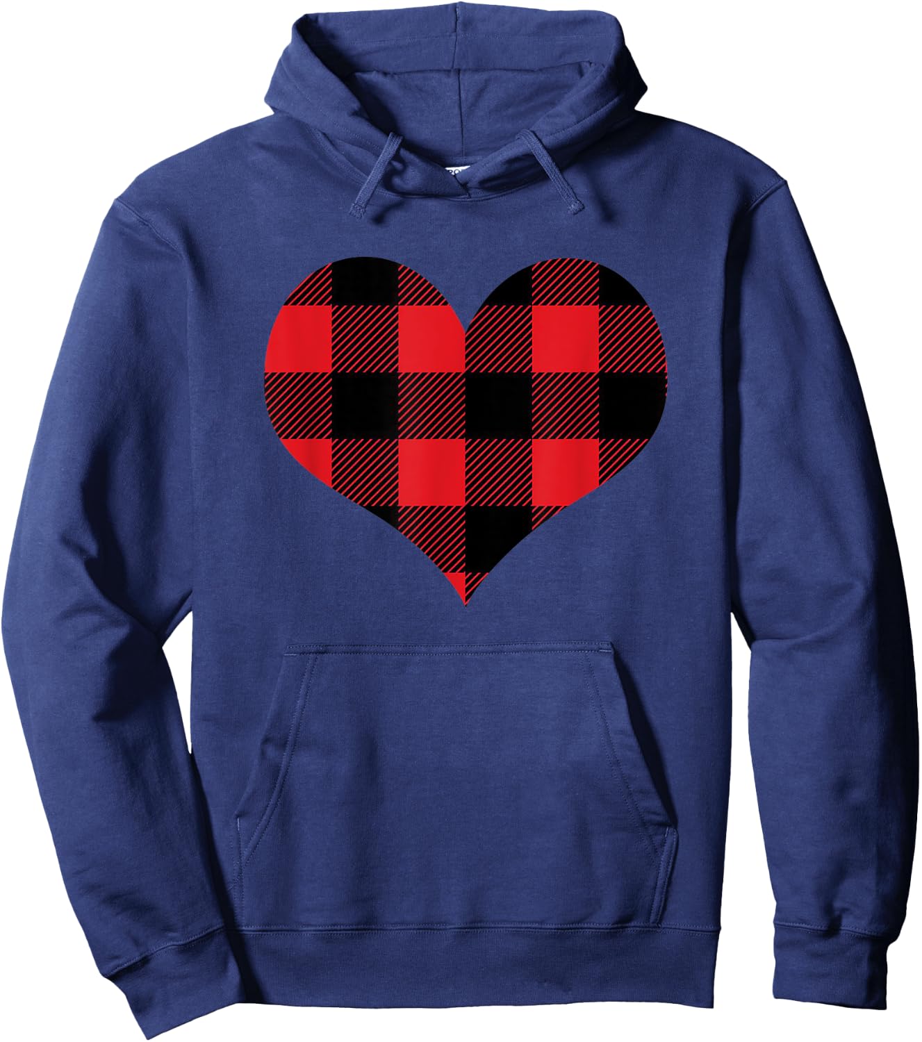 Buffalo Plaid Heart Valentines Day Boyfriend Girlfriend Hoodie - Hoodie | Navy