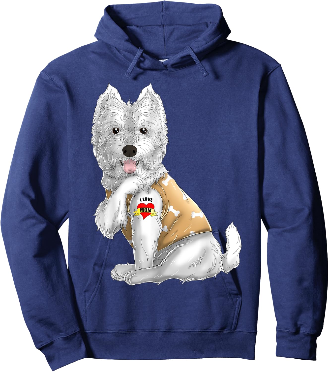 Westie I Love Mom Tattoo Dog Shirt Funny Mother's Day Gift Hoodie - Hoodie | Navy