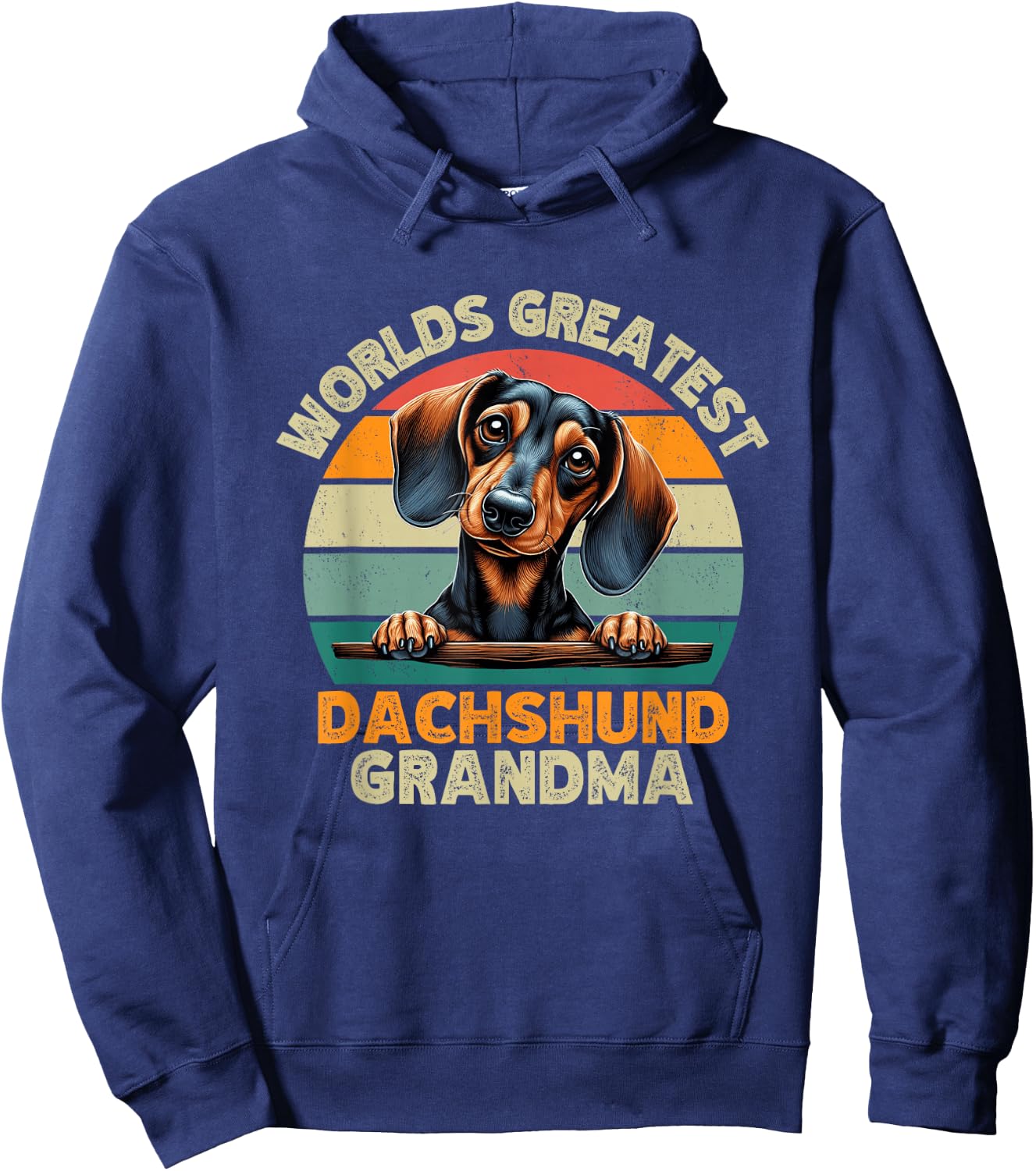 Worlds Greatest Dachshund Grandma Funny Retro Dog Owner Hoodie - Hoodie | Navy