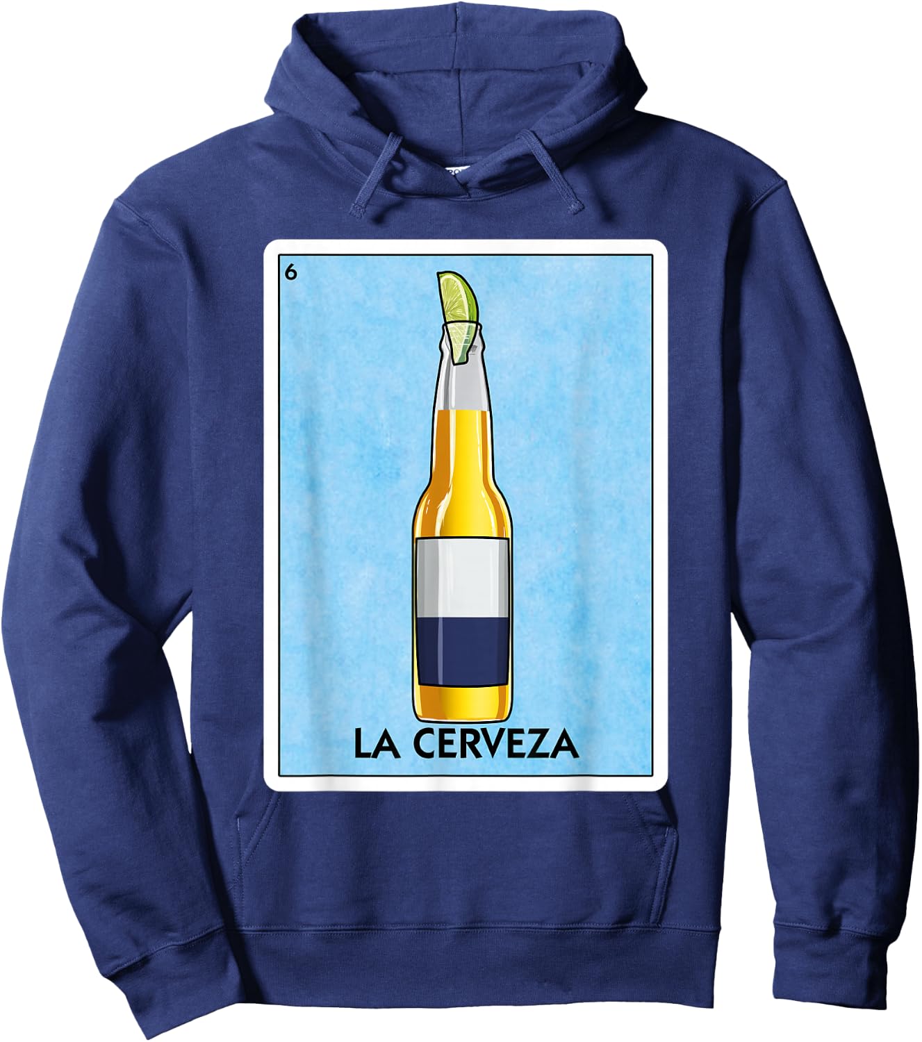 La Cerveza Mexican Beer with Lime Mexican Card Game Small Hoodie - Hoodie | Navy