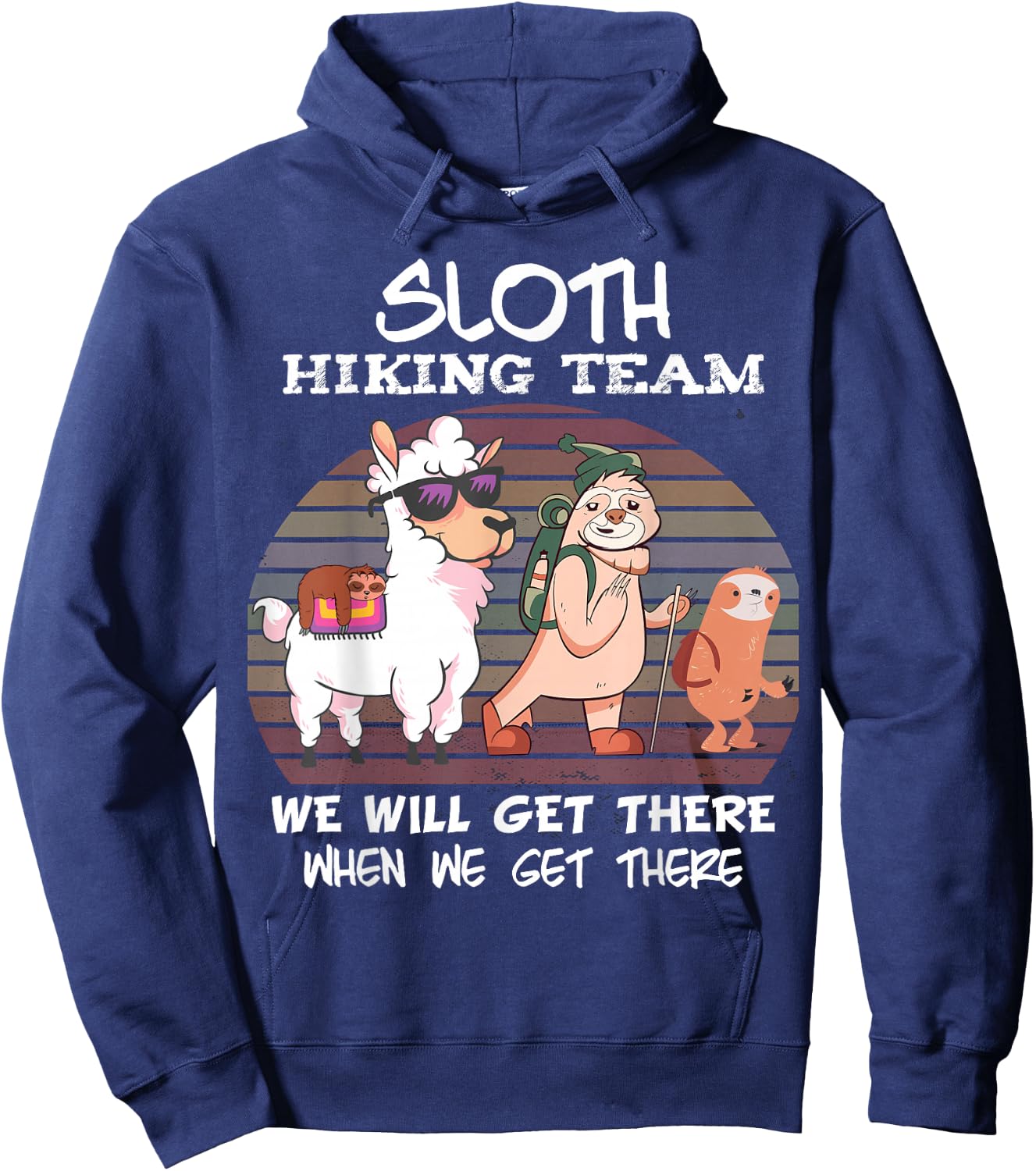 Sloth Hiking Team Sloth Llama Hiking Mountaineering Mountains Hoodie - Hoodie | Navy