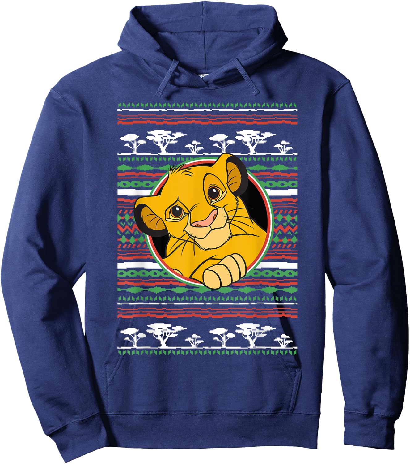 Disney The Lion King Simba Ugly Christmas Sweater Holiday Hoodie - Hoodie | Navy