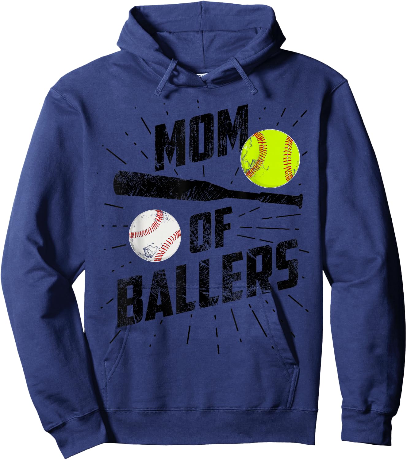 Mom Of Ballers Funny Baseball Softball Game Mothers Day Gift Hoodie - Hoodie | Navy